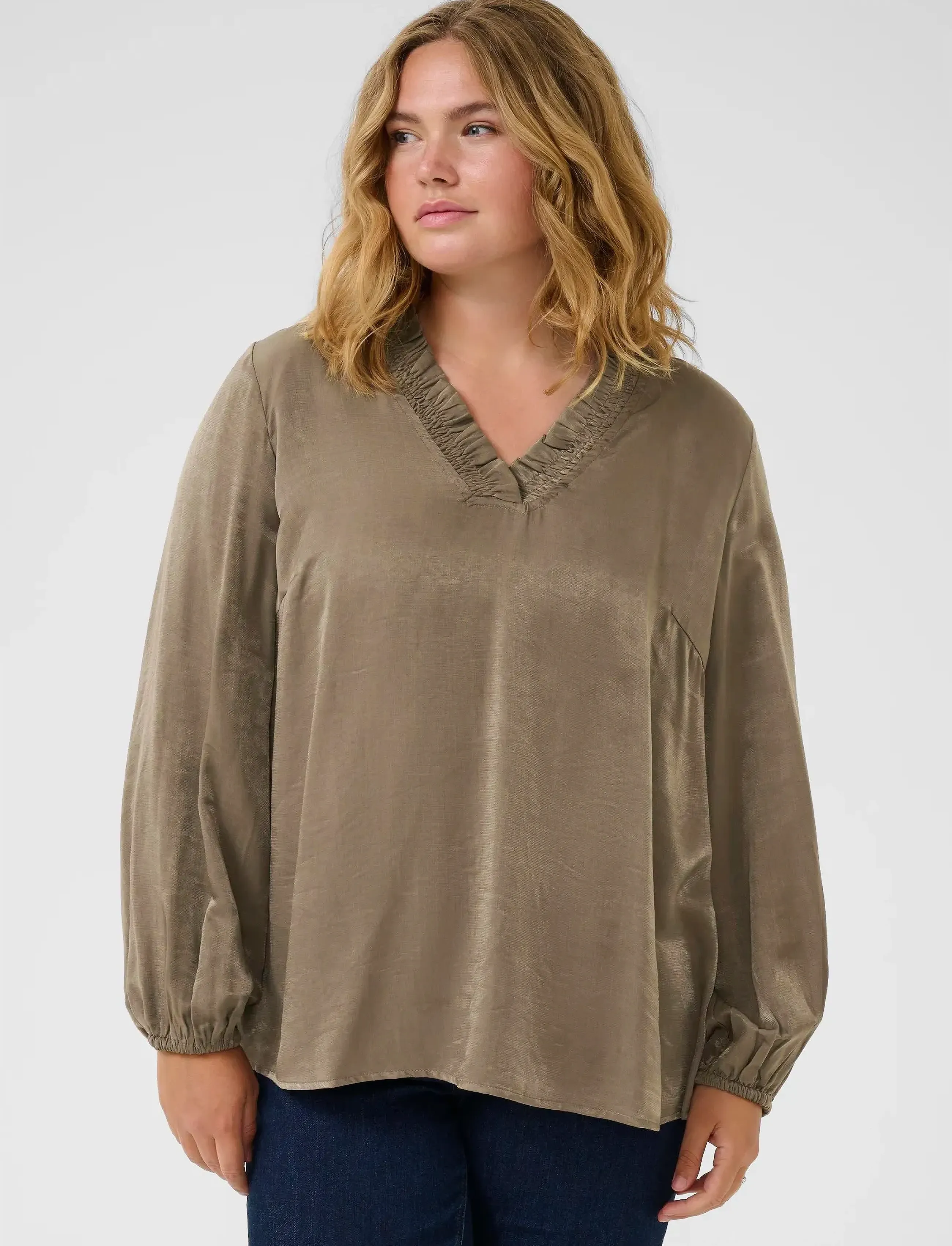 Kaffe Curve KCmilia Blouse - Blouses & Shirts - MOREL / gold