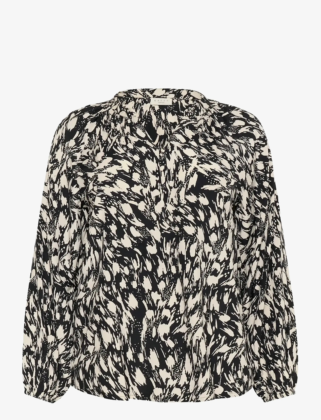 Kaffe Curve - KCjamia Blouse - pikkade varrukatega pluusid - black/turtledove graphic - 0
