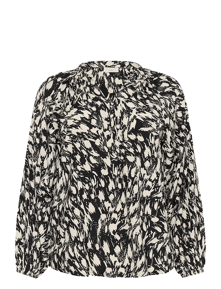 Kaffe Curve - KCjamia Blouse - langærmede bluser - black/turtledove graphic - 1