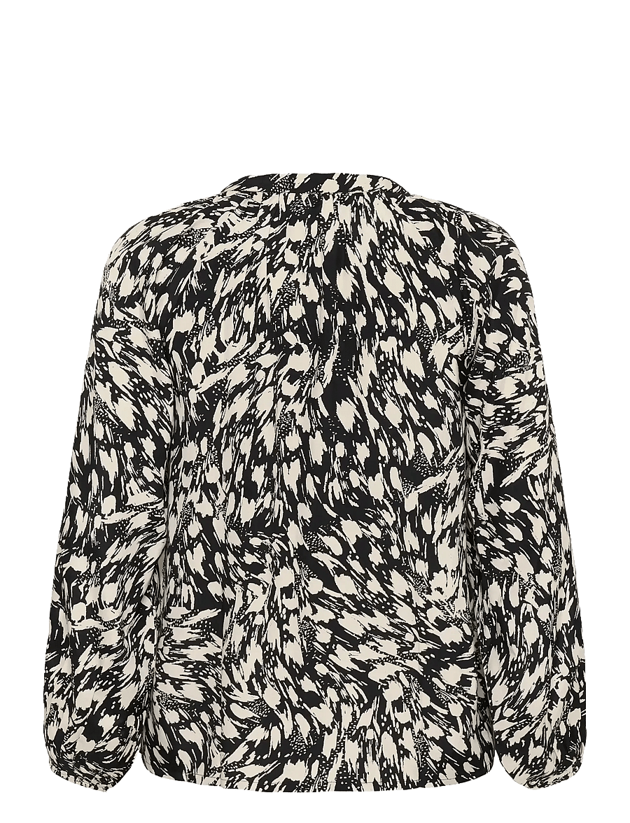 Kaffe Curve - KCjamia Blouse - langærmede bluser - black/turtledove graphic - 2