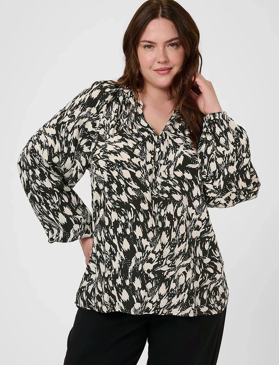 Kaffe Curve - KCjamia Blouse - langærmede bluser - black/turtledove graphic - 0