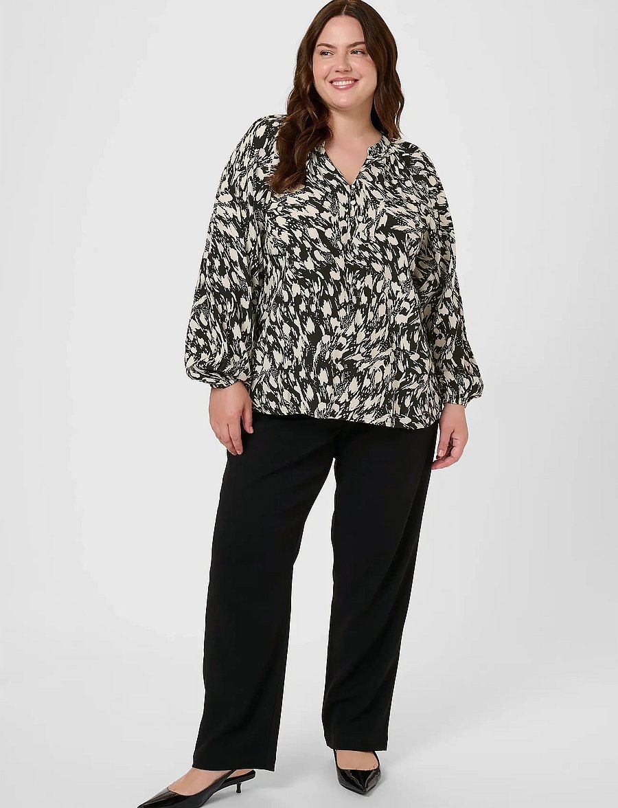 Kaffe Curve - KCjamia Blouse - langærmede bluser - black/turtledove graphic - 3