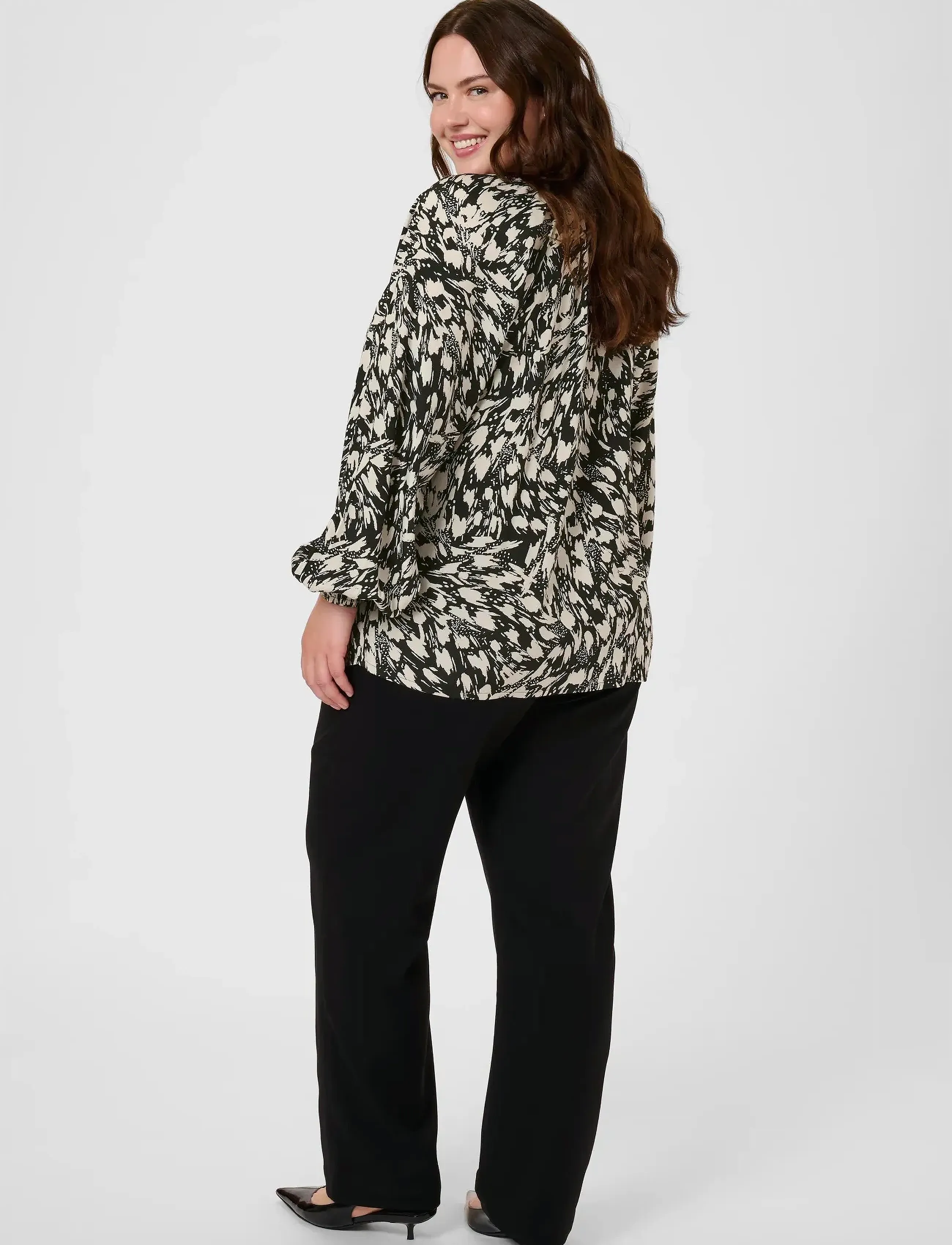 Kaffe Curve - KCjamia Blouse - langærmede bluser - black/turtledove graphic - 4