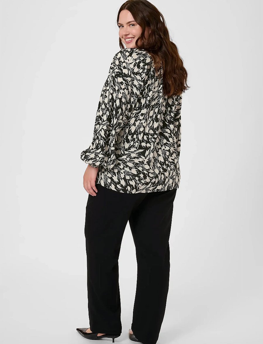 Kaffe Curve - KCjamia Blouse - langærmede bluser - black/turtledove graphic - 4