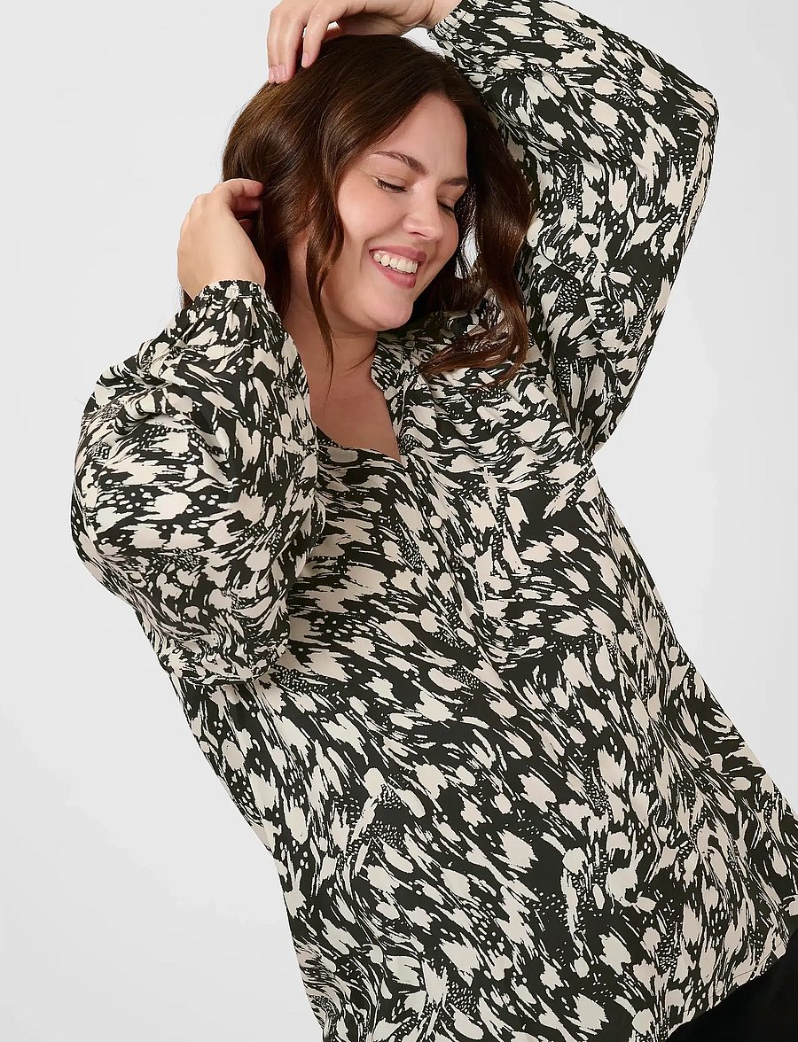 Kaffe Curve - KCjamia Blouse - langærmede bluser - black/turtledove graphic - 5