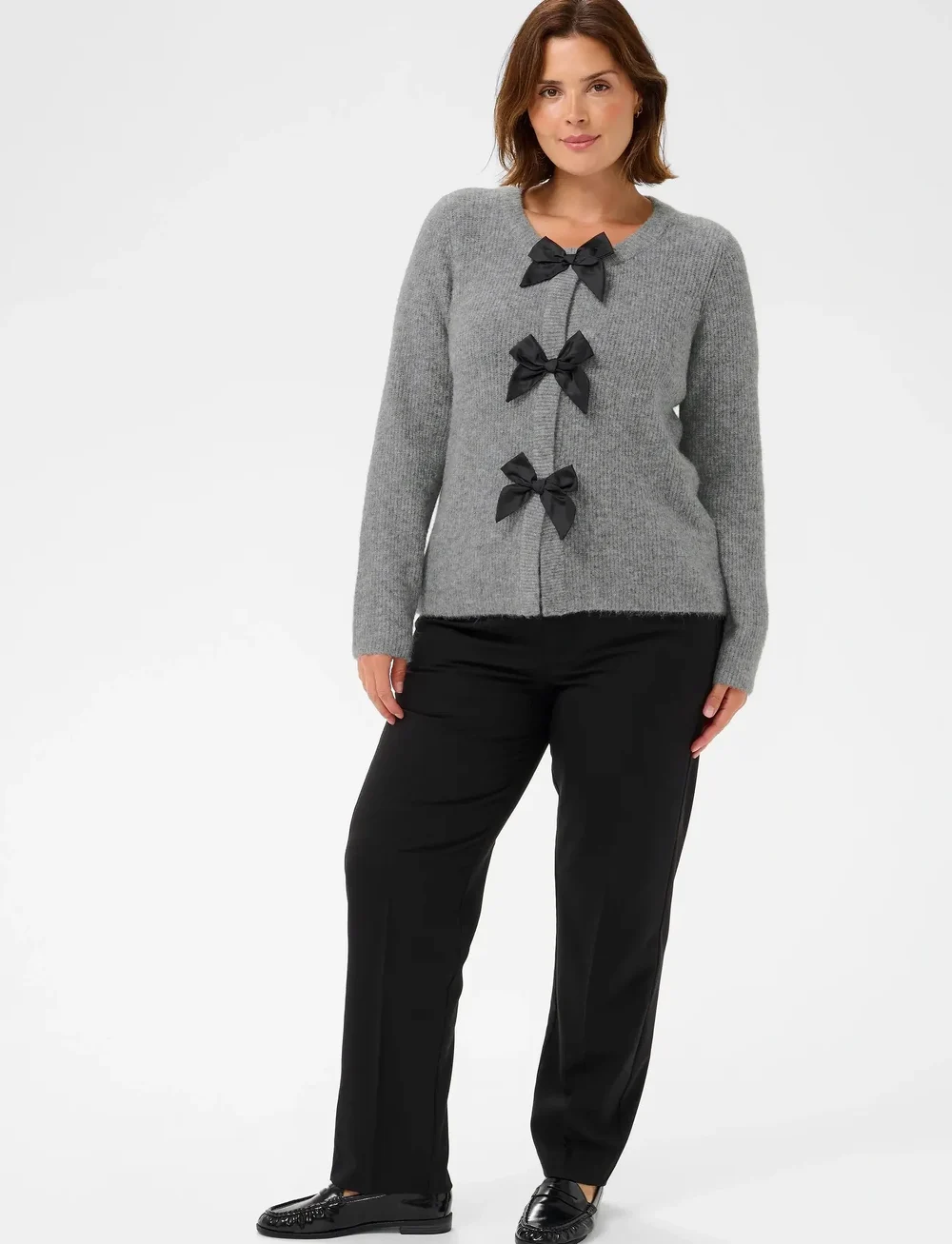 Kaffe Curve - KCmaia Knit Cardigan - cardigans - grey melange - 3