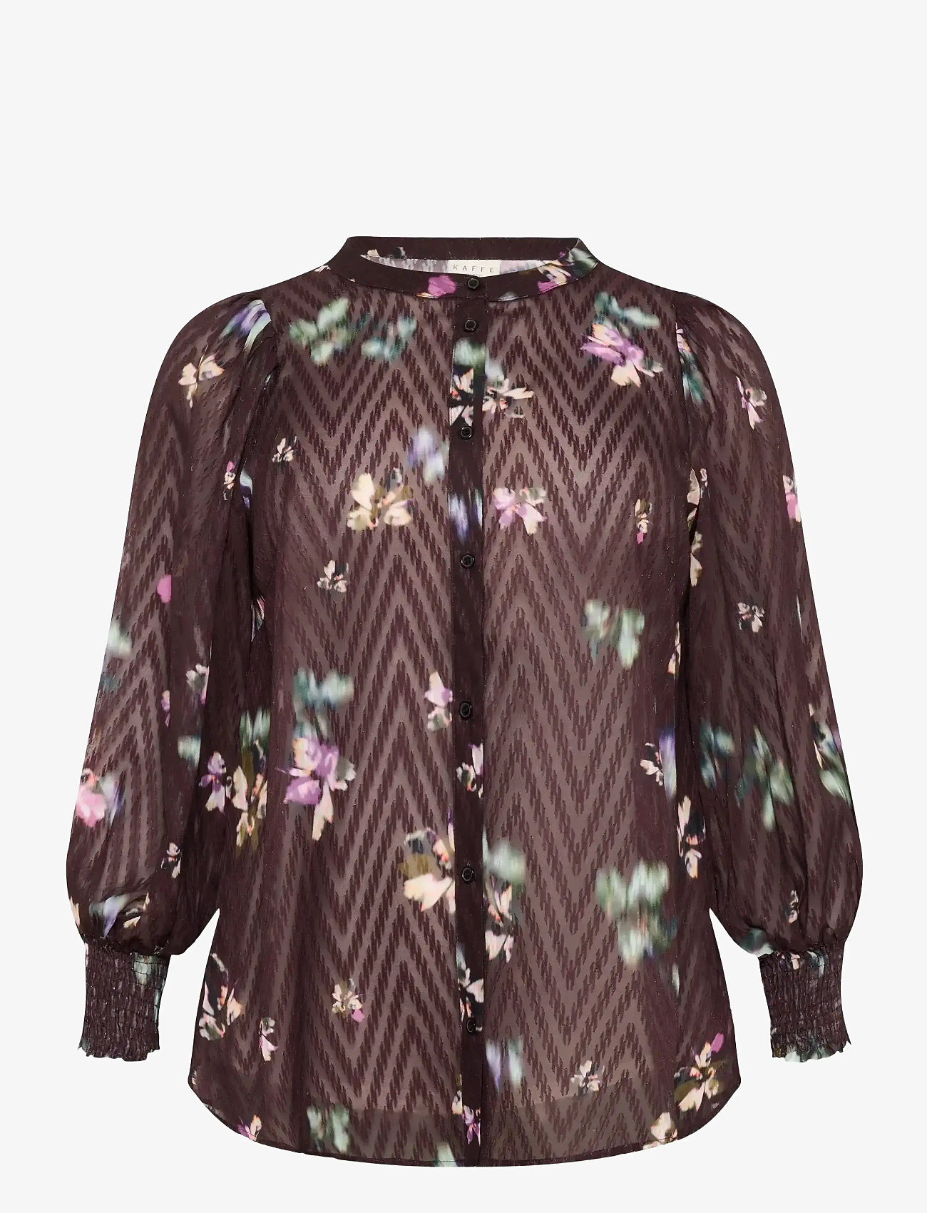 Kaffe Curve - KCclara Shirt - langärmlige blusen - black coffee/multi col.flowers - 0