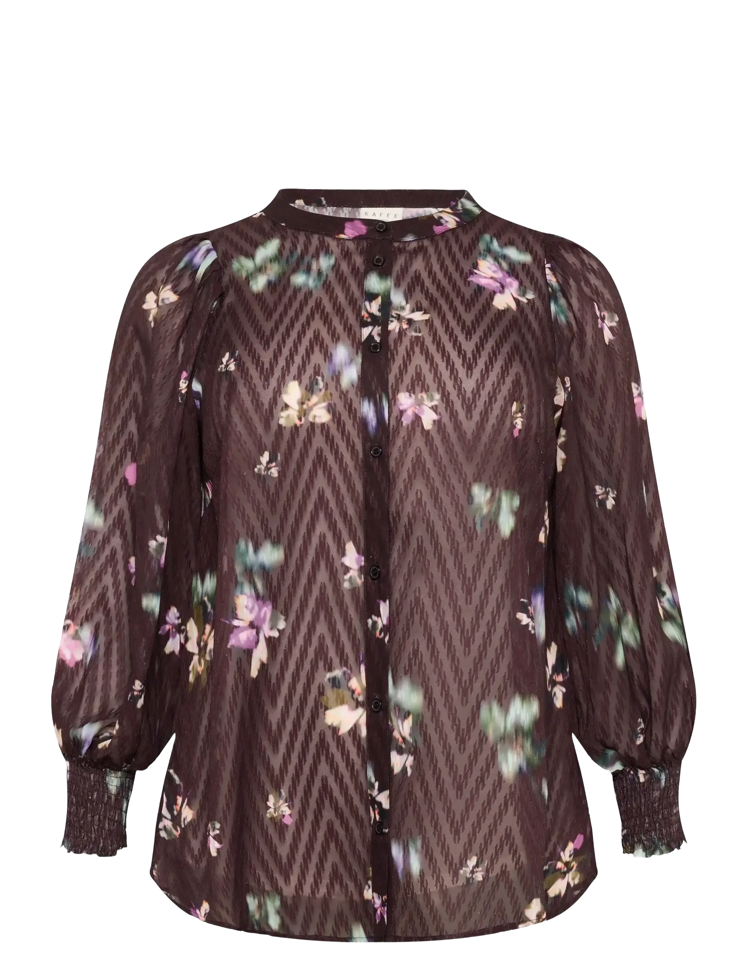 Kaffe Curve - KCclara Shirt - black coffee/multi col.flowers - 1