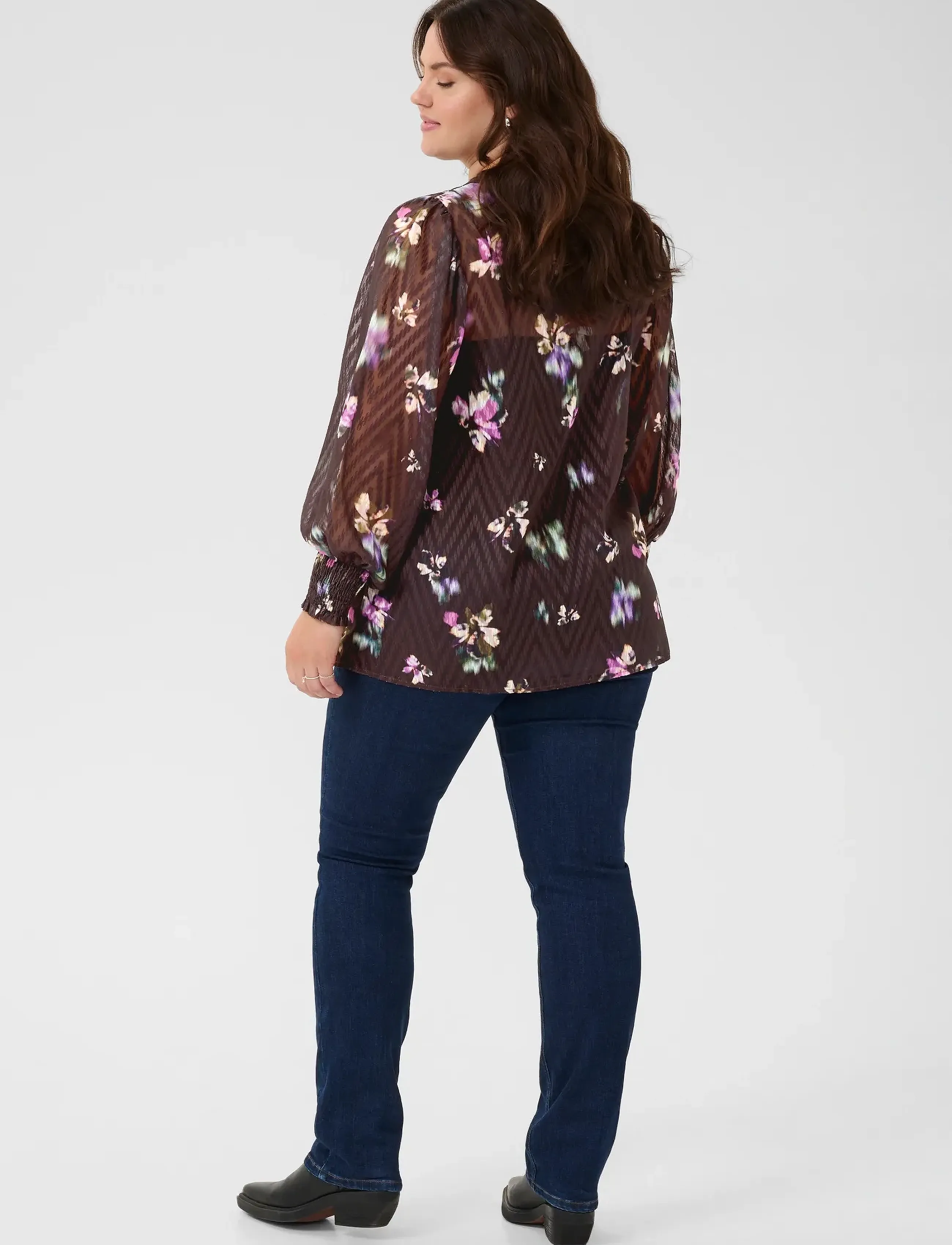 Kaffe Curve - KCclara Shirt - black coffee/multi col.flowers - 4