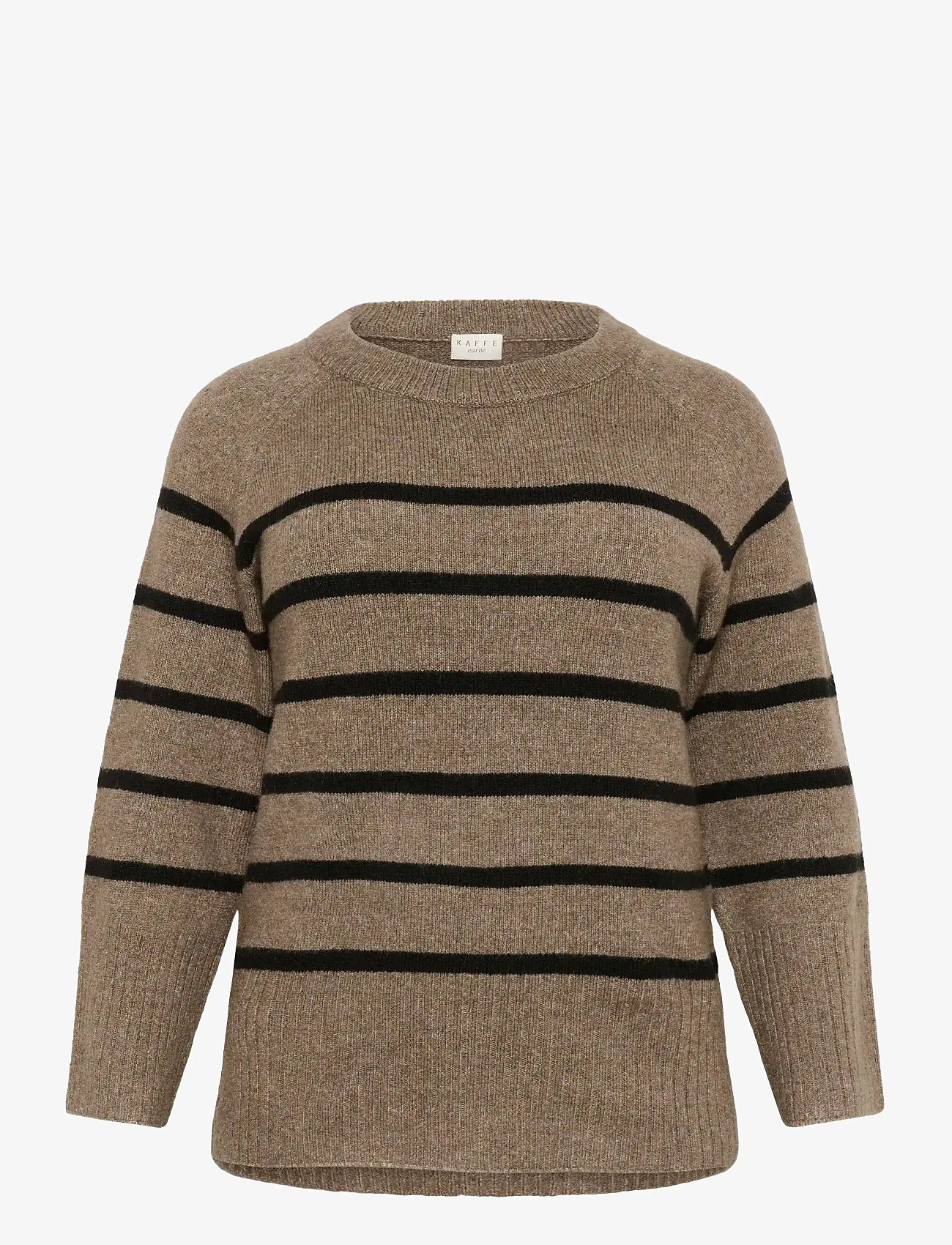 Kaffe Curve - KCerina Knit Pullover - stickade tröjor - morel melange black stripe - 1