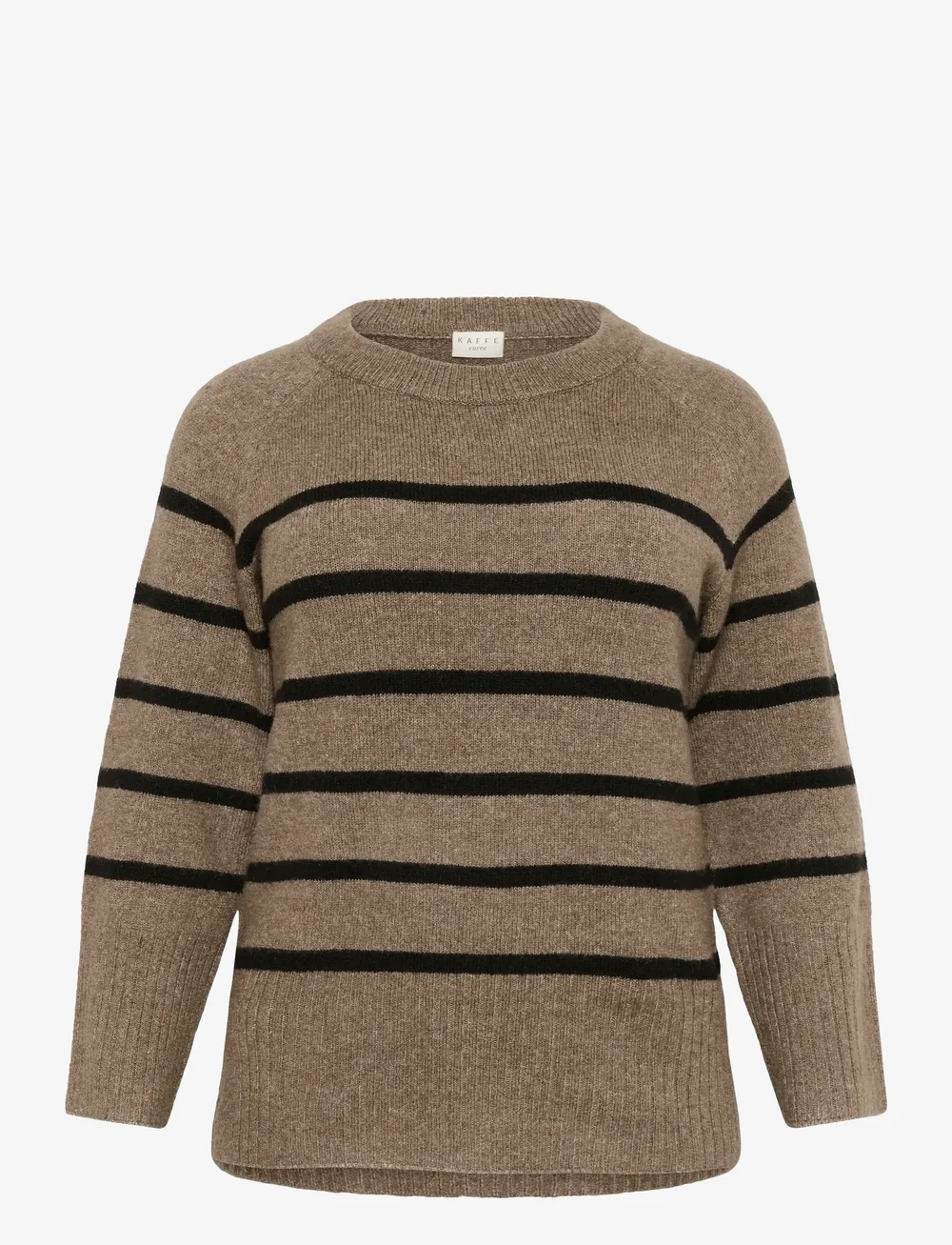 Kaffe Curve - KCerina Knit Pullover - stickade tröjor - morel melange black stripe - 1
