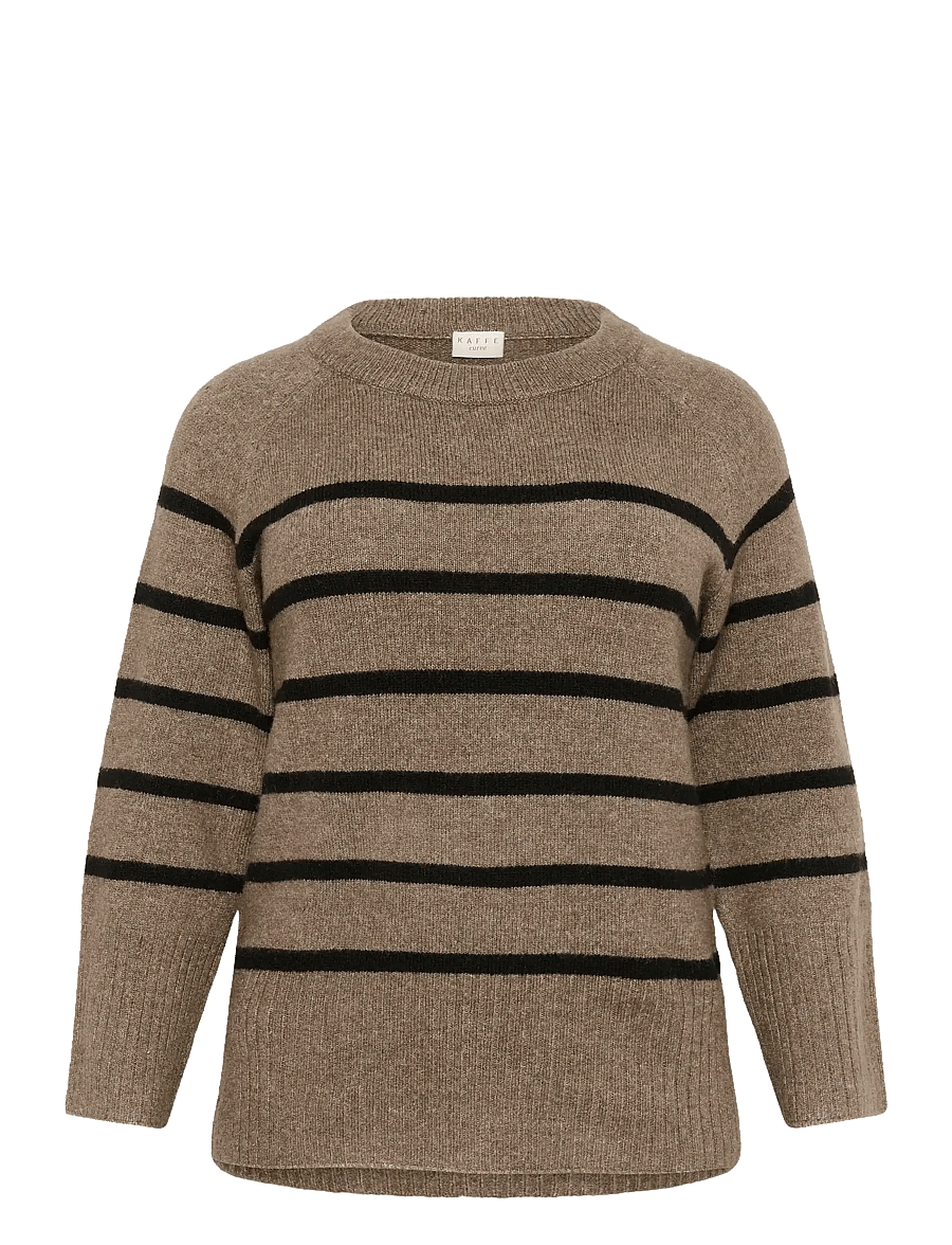 Kaffe Curve - KCerina Knit Pullover - pullover - morel melange black stripe - 1