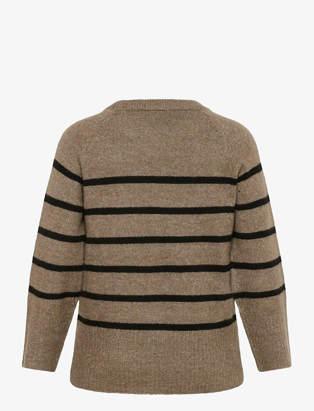 Kaffe Curve - KCerina Knit Pullover - stickade tröjor - morel melange black stripe - 2