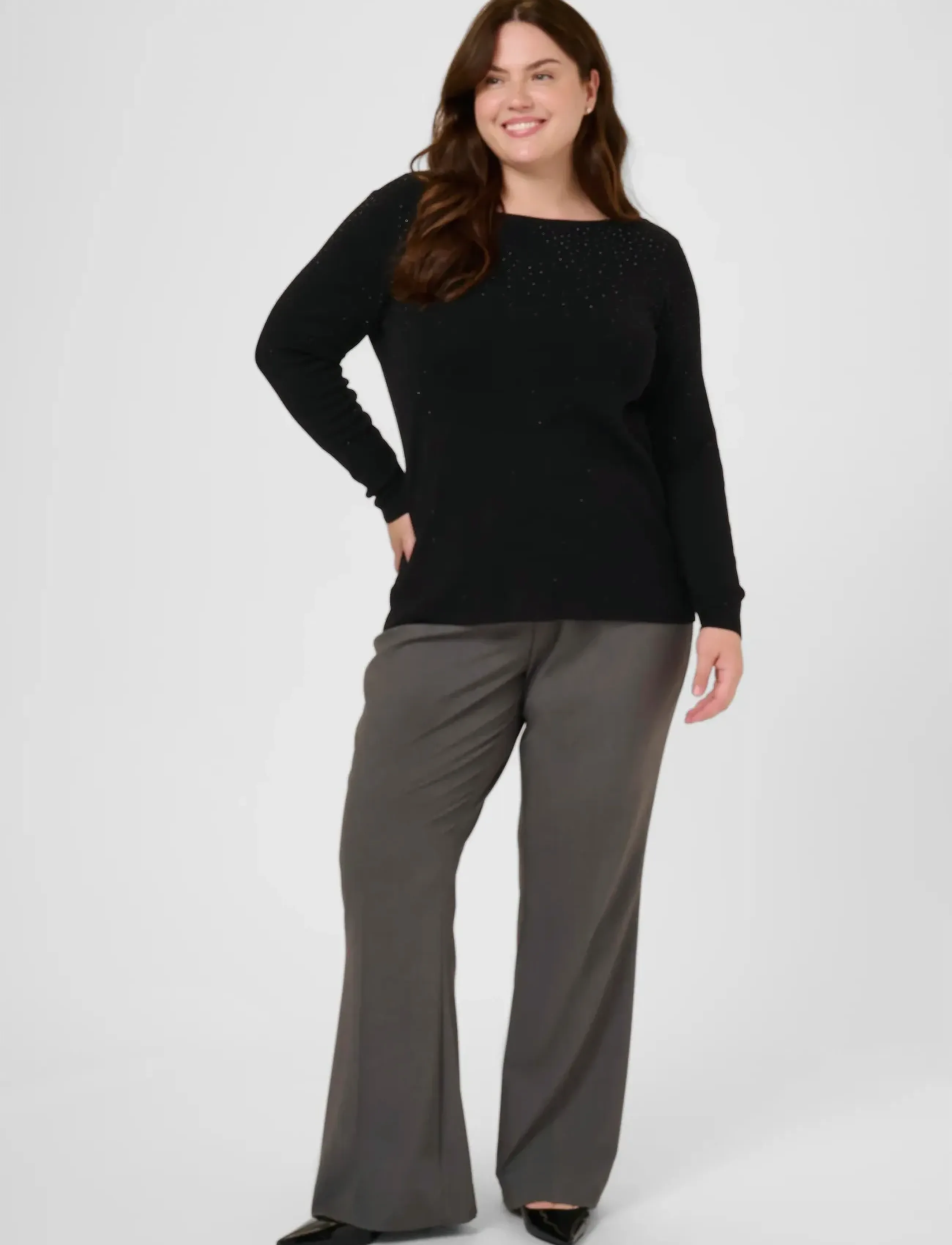 Kaffe Curve - KCmina Knit Pullover - strikkegensere - black deep - 3