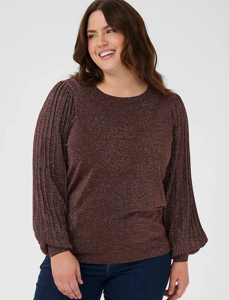 Kaffe Curve - KCregitta Pleat LS Pullover - jumpers - black coffee - 0