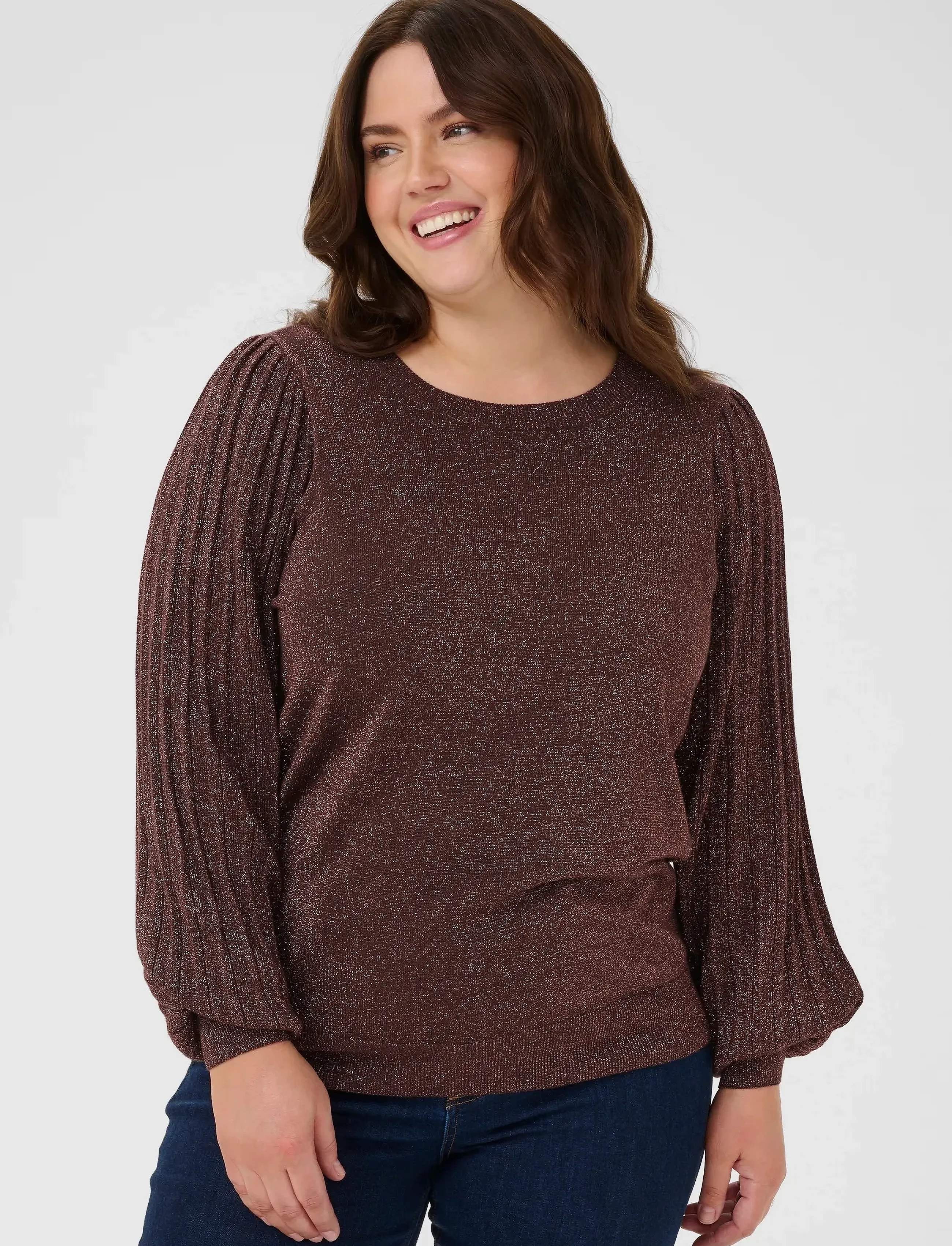 Kaffe Curve - KCregitta Pleat LS Pullover - trøjer - black coffee - 0
