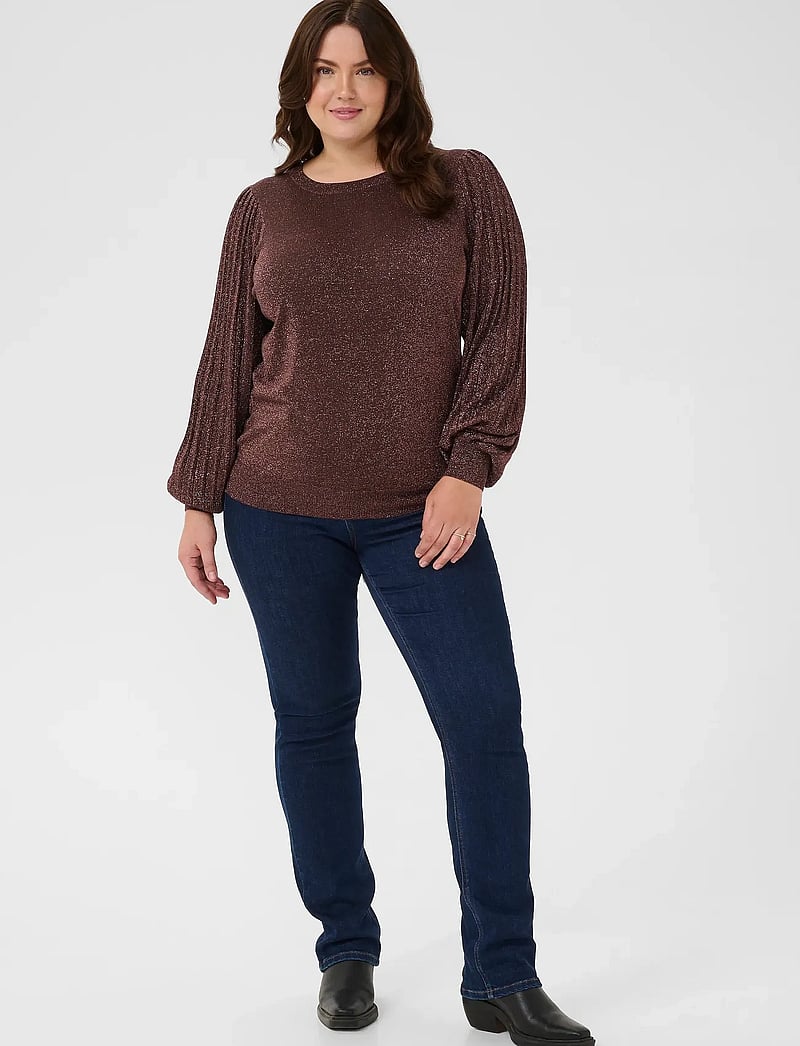 Kaffe Curve - KCregitta Pleat LS Pullover - jumpers - black coffee - 3