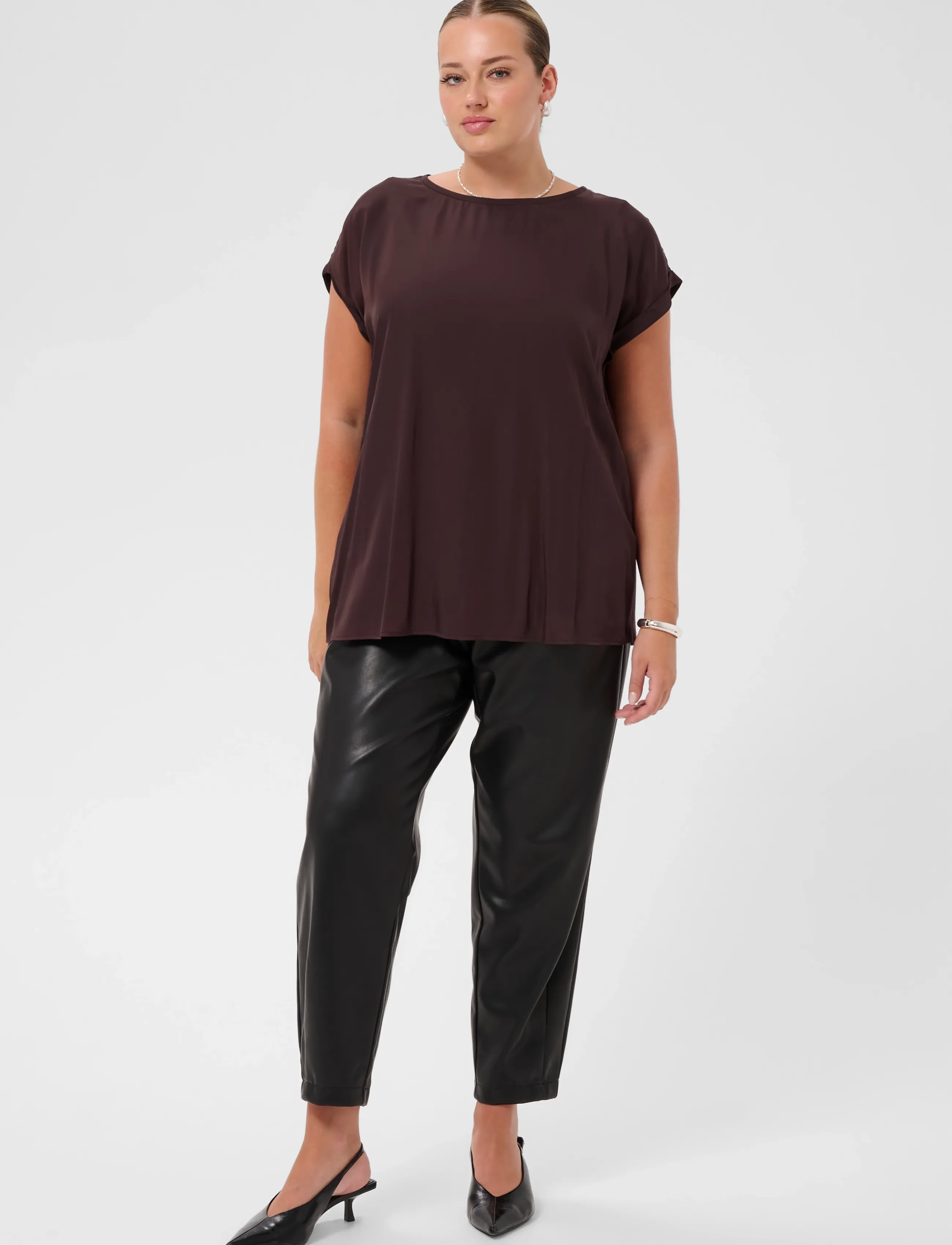 Kaffe Curve - KCmilia Wing SL Blouse - t-shirts - fudge - 2
