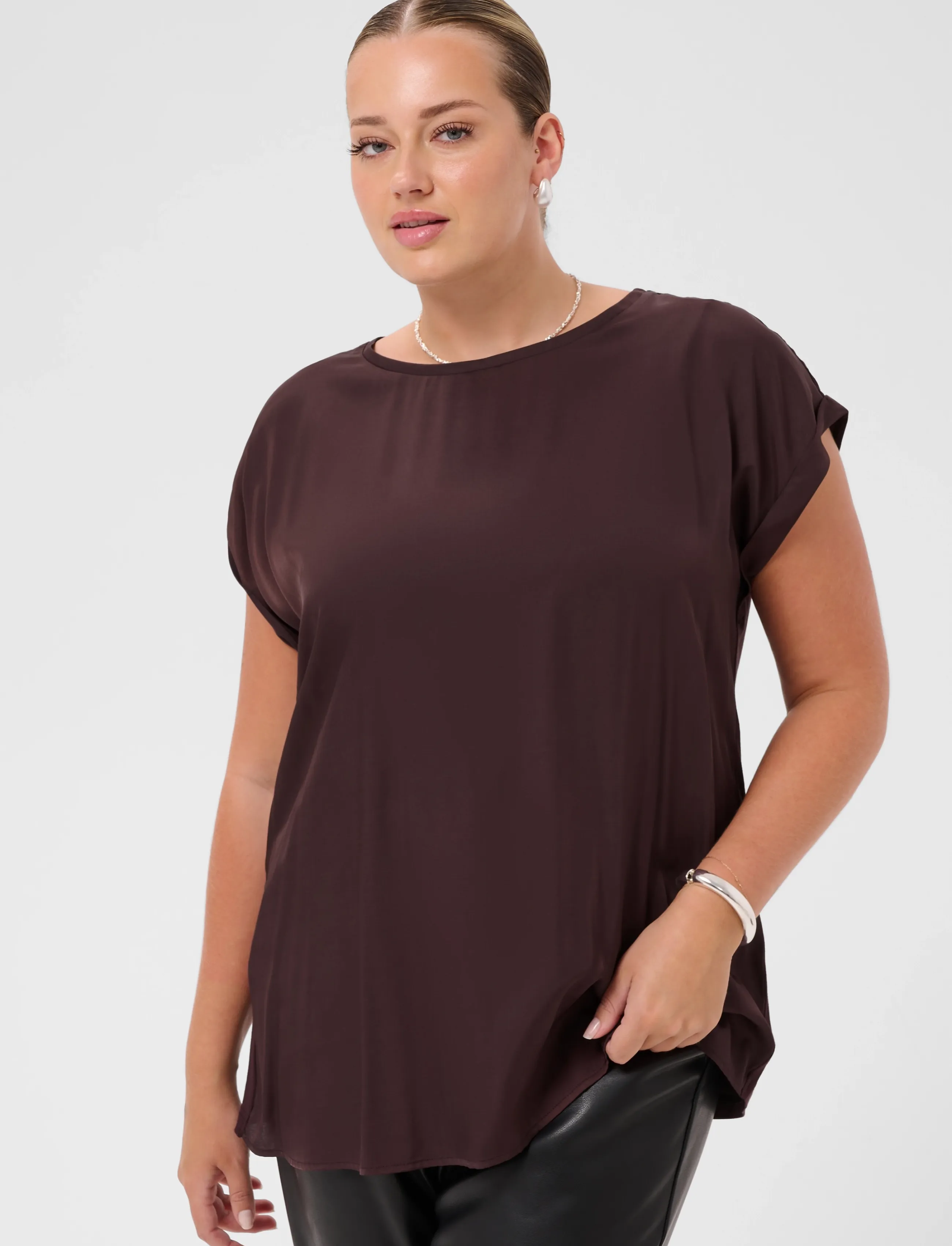 Kaffe Curve - KCmilia Wing SL Blouse - t-shirts - fudge - 5