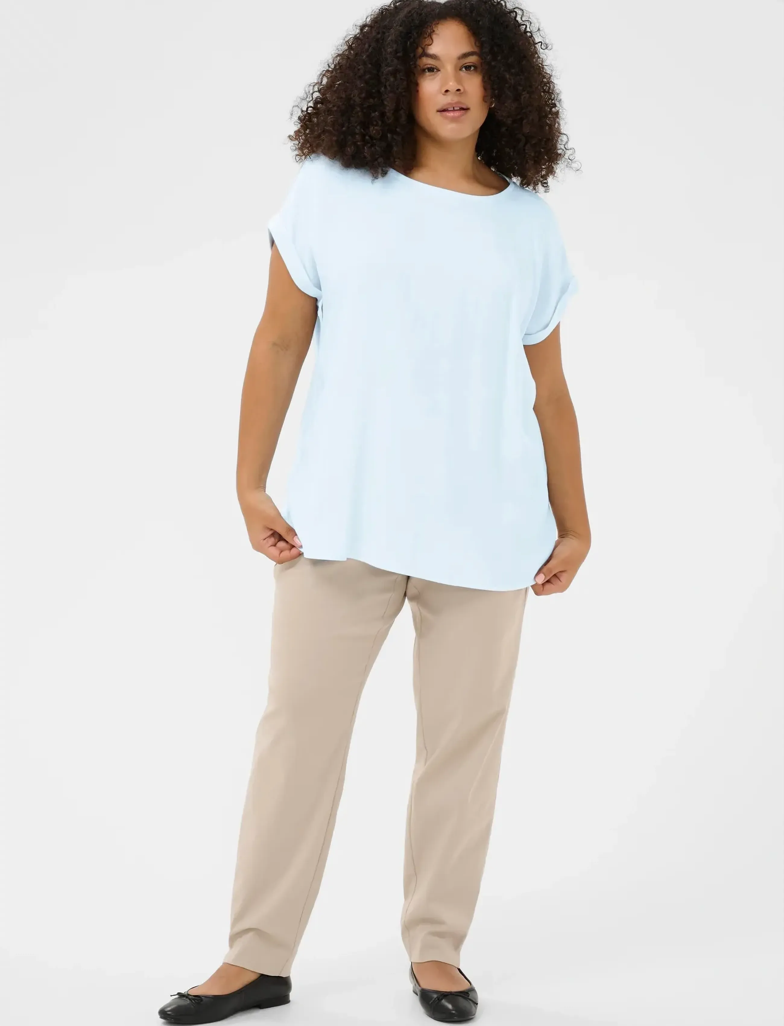 Kaffe Curve - KCmilia Wing SL Blouse - t-särgid - nantucket breeze - 3