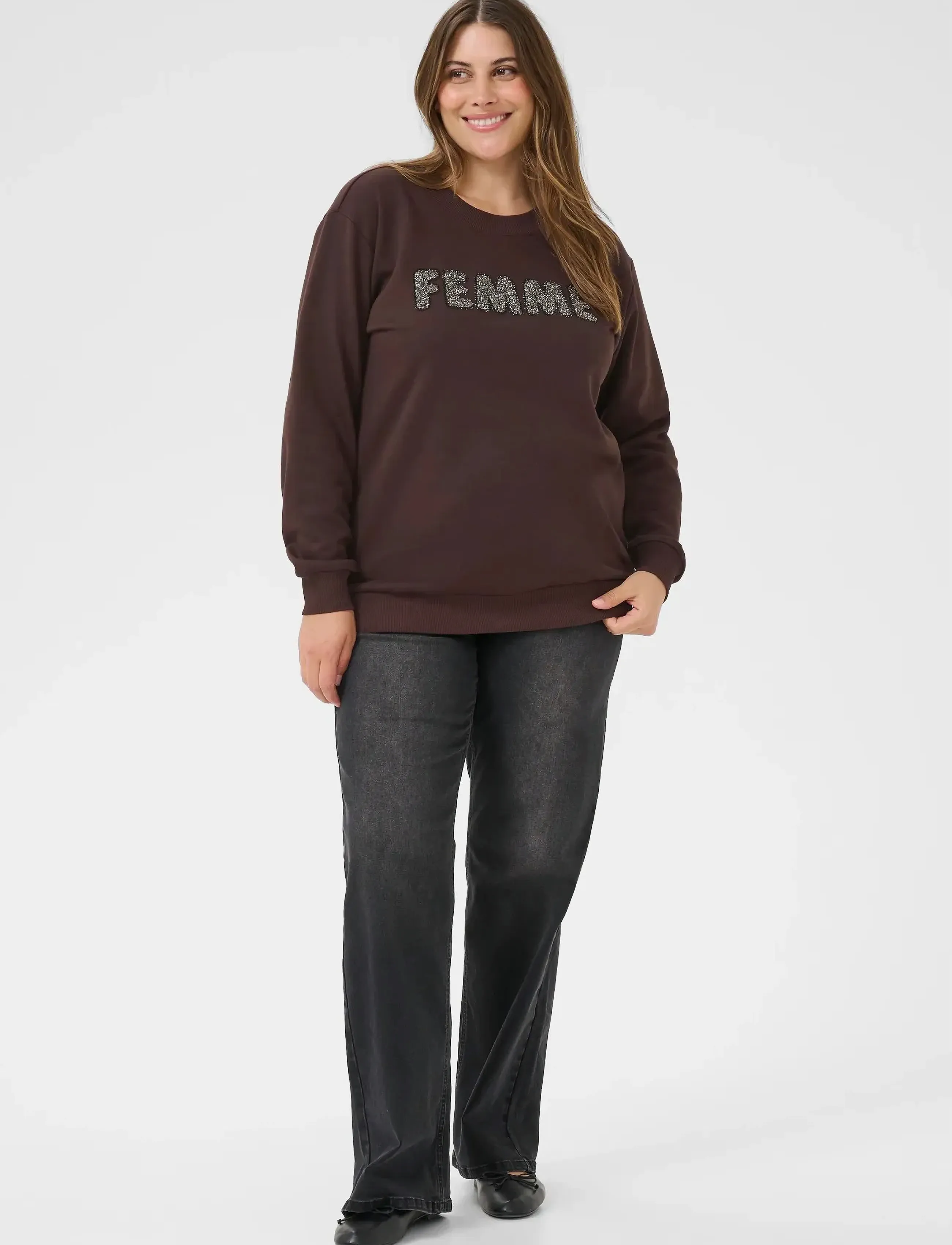 Kaffe Curve - KCelise Sweatshirt - sweaters - black coffee - 3