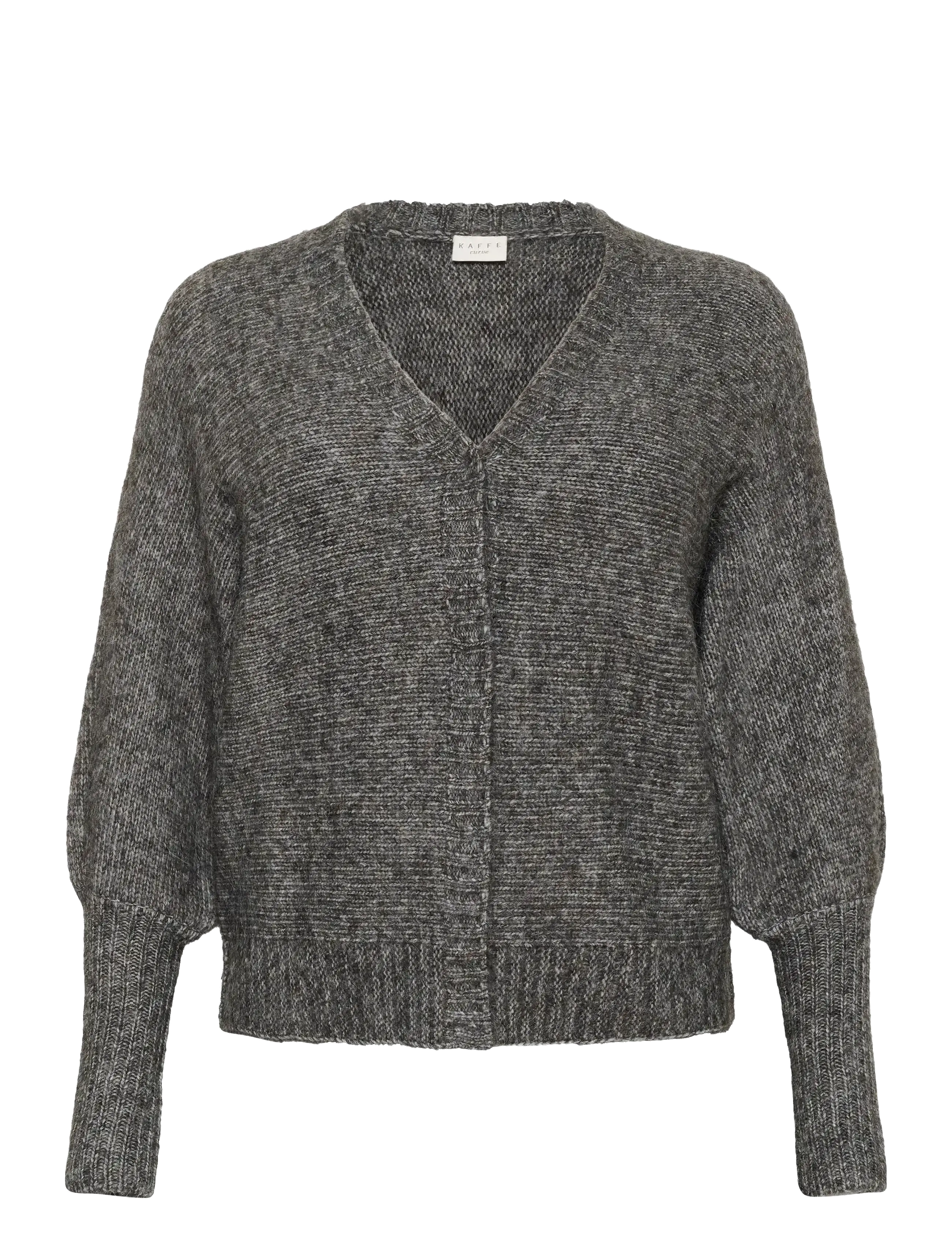 Kaffe Curve KCluma Knit Cardigan - Tøj - DARK GREY MELANGE / grey