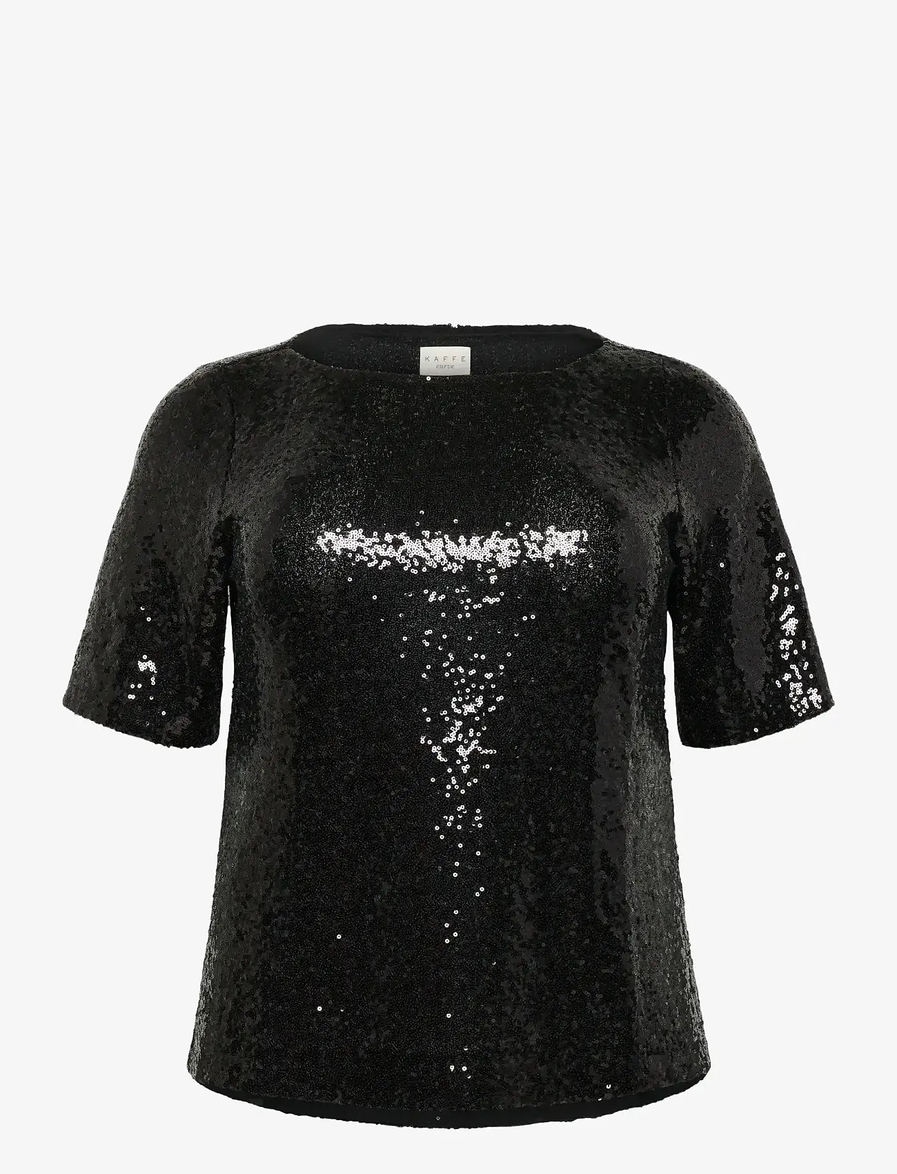 Kaffe Curve - KCmirana Sequin Blouse - kortærmede bluser - black deep - 0