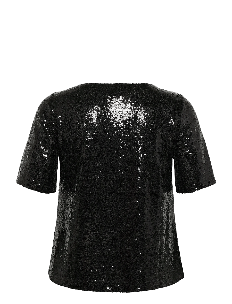 Kaffe Curve - KCmirana Sequin Blouse - lühikeste varrukatega pluusid - black deep - 2