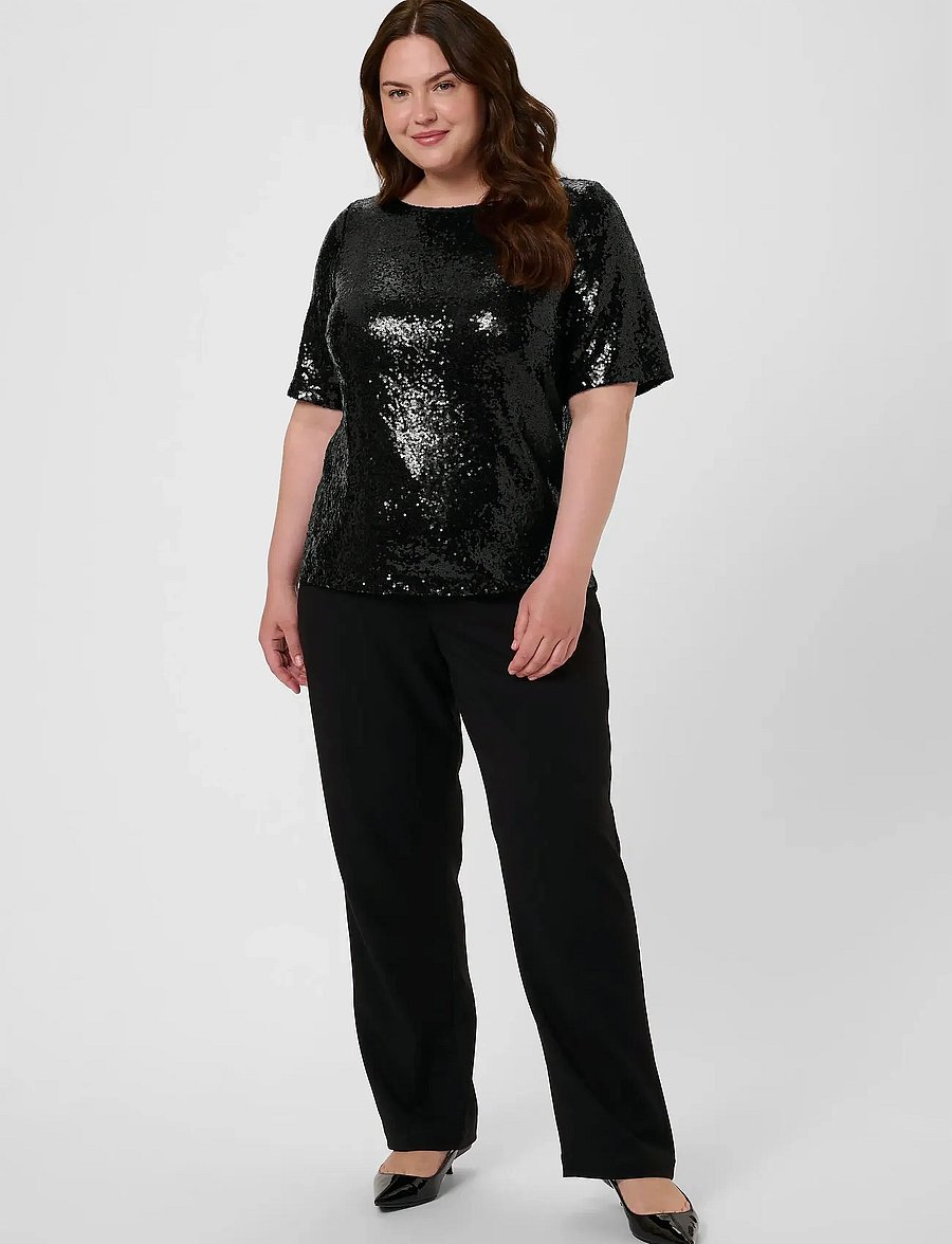Kaffe Curve - KCmirana Sequin Blouse - lühikeste varrukatega pluusid - black deep - 3