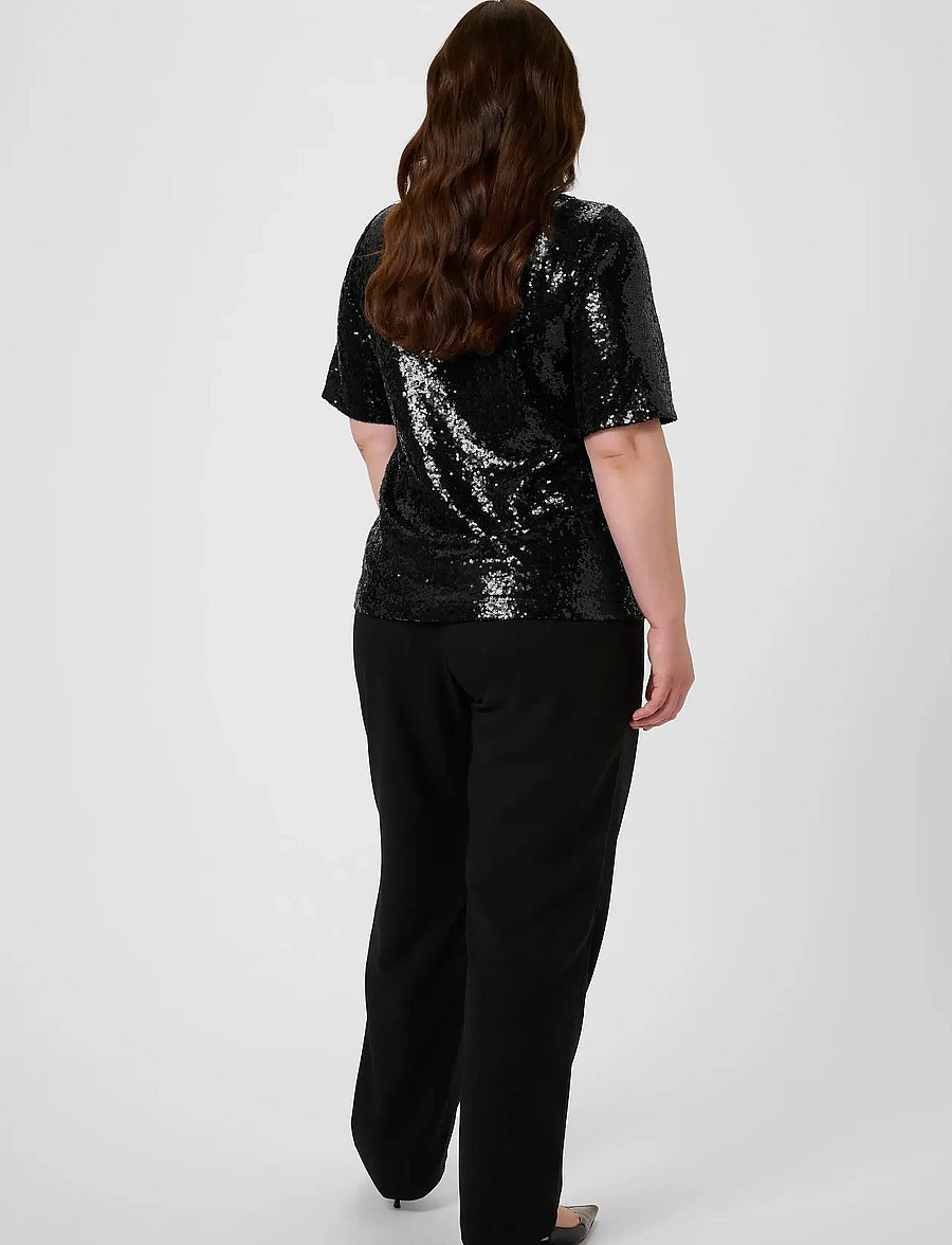 Kaffe Curve - KCmirana Sequin Blouse - lühikeste varrukatega pluusid - black deep - 4