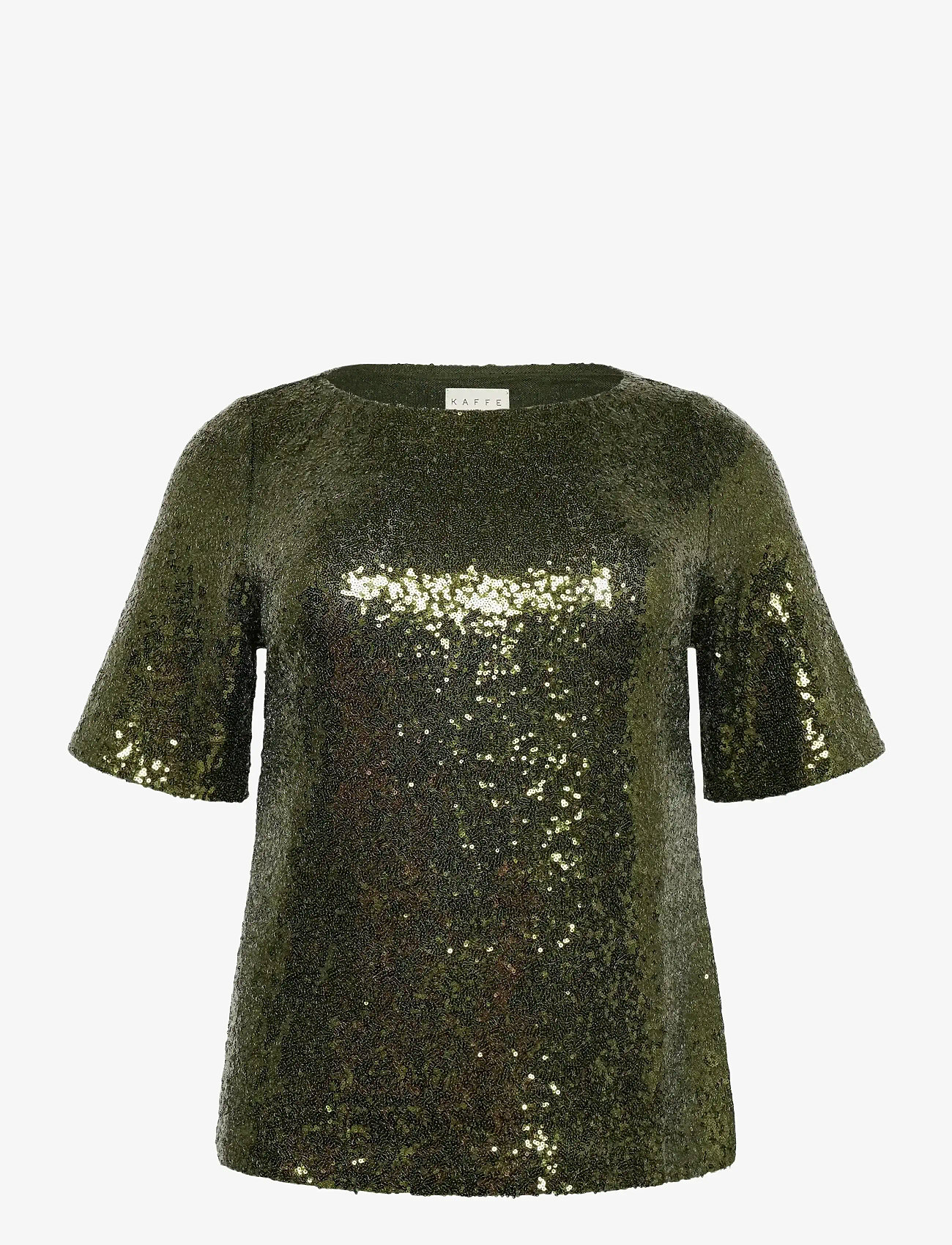 Kaffe Curve - KCmirana Sequin Blouse - kortærmede bluser - ivy green - 0