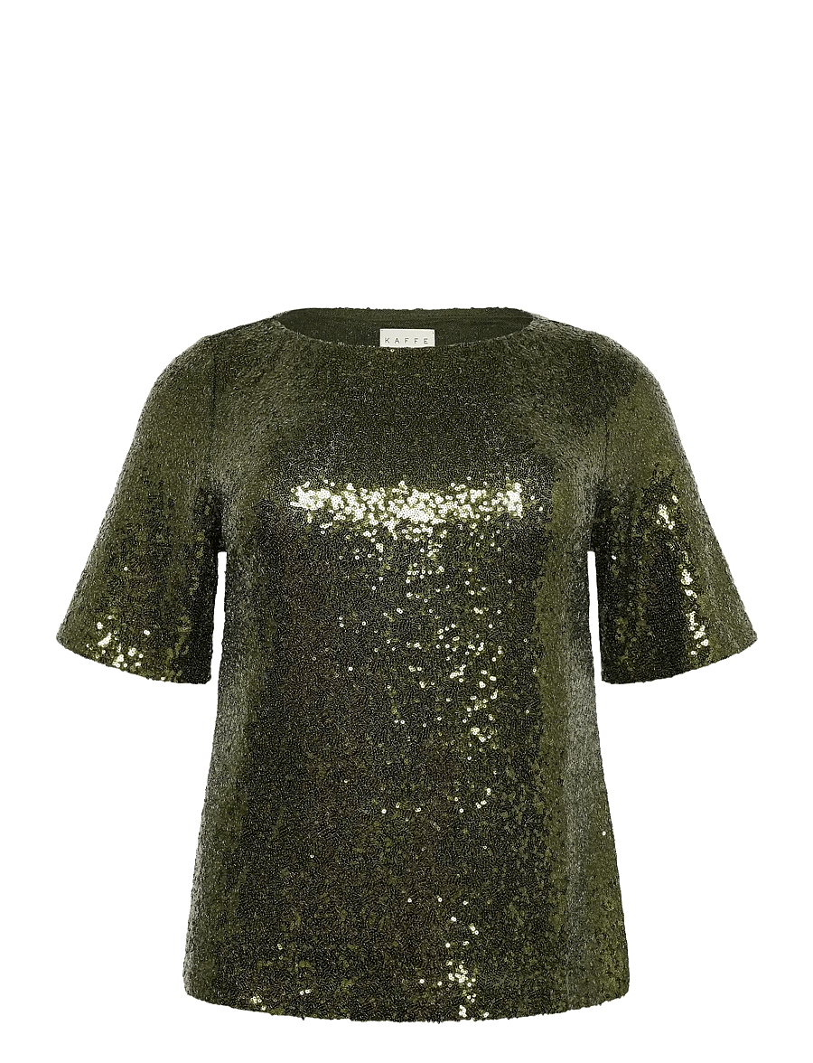 Kaffe Curve - KCmirana Sequin Blouse - lühikeste varrukatega pluusid - ivy green - 1