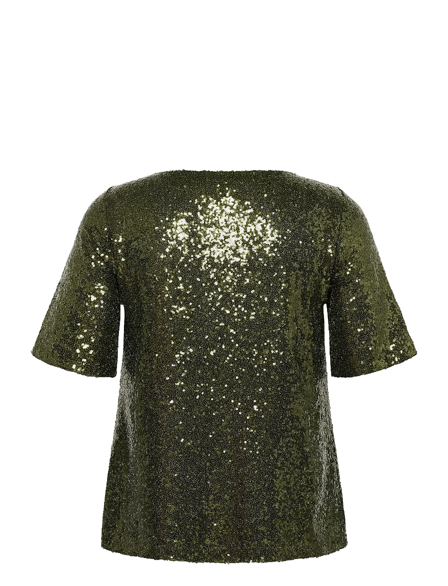 Kaffe Curve - KCmirana Sequin Blouse - lühikeste varrukatega pluusid - ivy green - 2