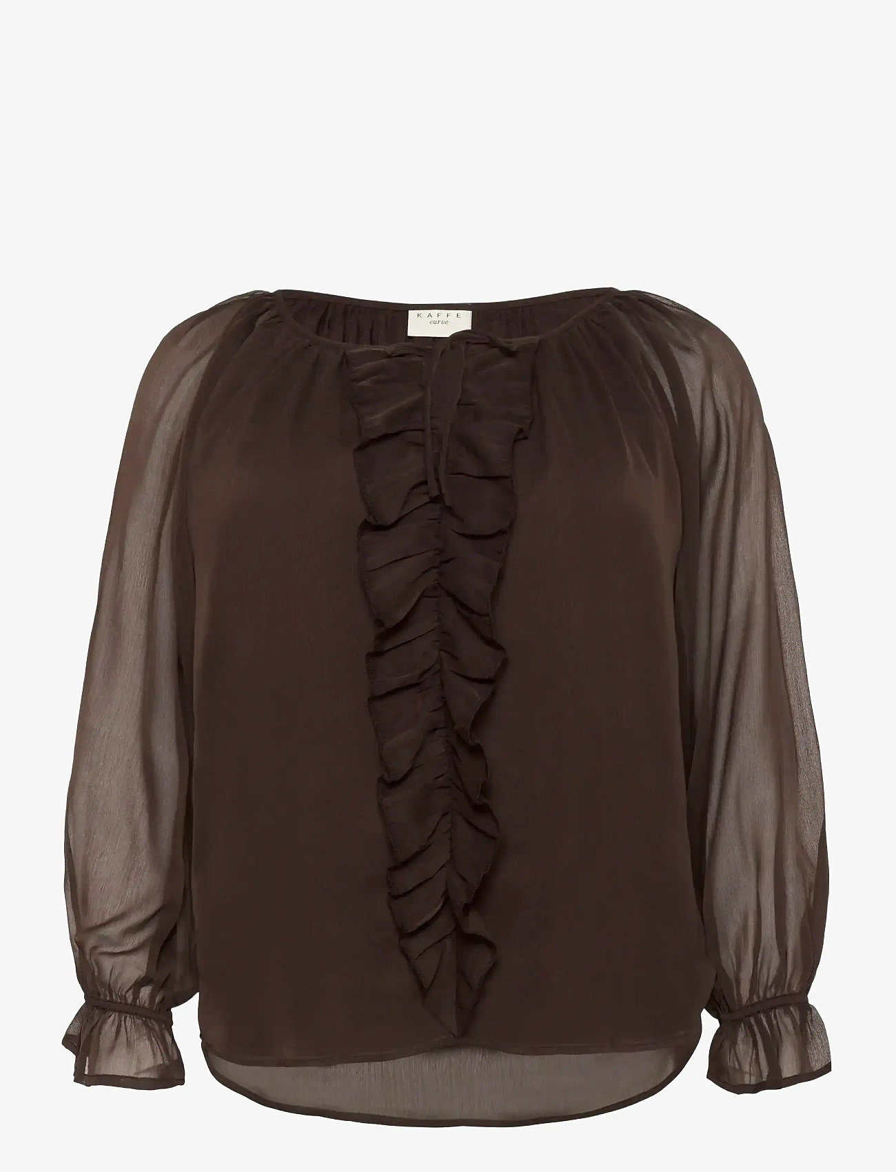 Kaffe Curve - KCmilanna Blouse - pikkade varrukatega pluusid - black coffee - 1