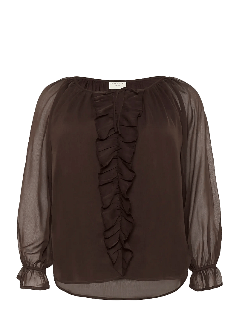 Kaffe Curve - KCmilanna Blouse - langärmlige blusen - black coffee - 1