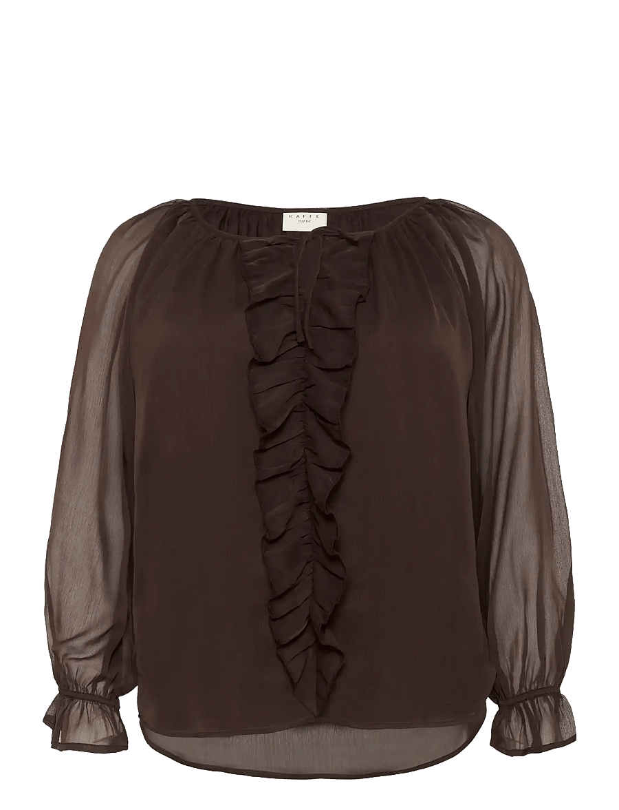 Kaffe Curve - KCmilanna Blouse - langärmelige blusen - black coffee - 1