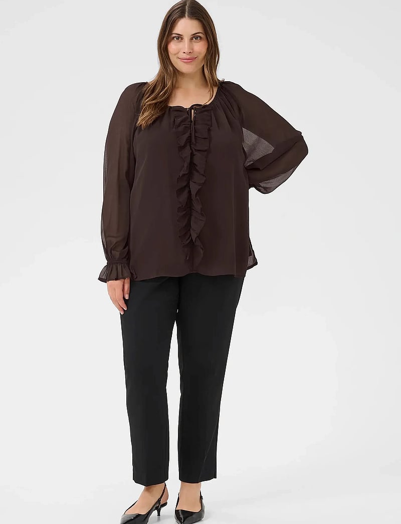 Kaffe Curve - KCmilanna Blouse - langärmlige blusen - black coffee - 3