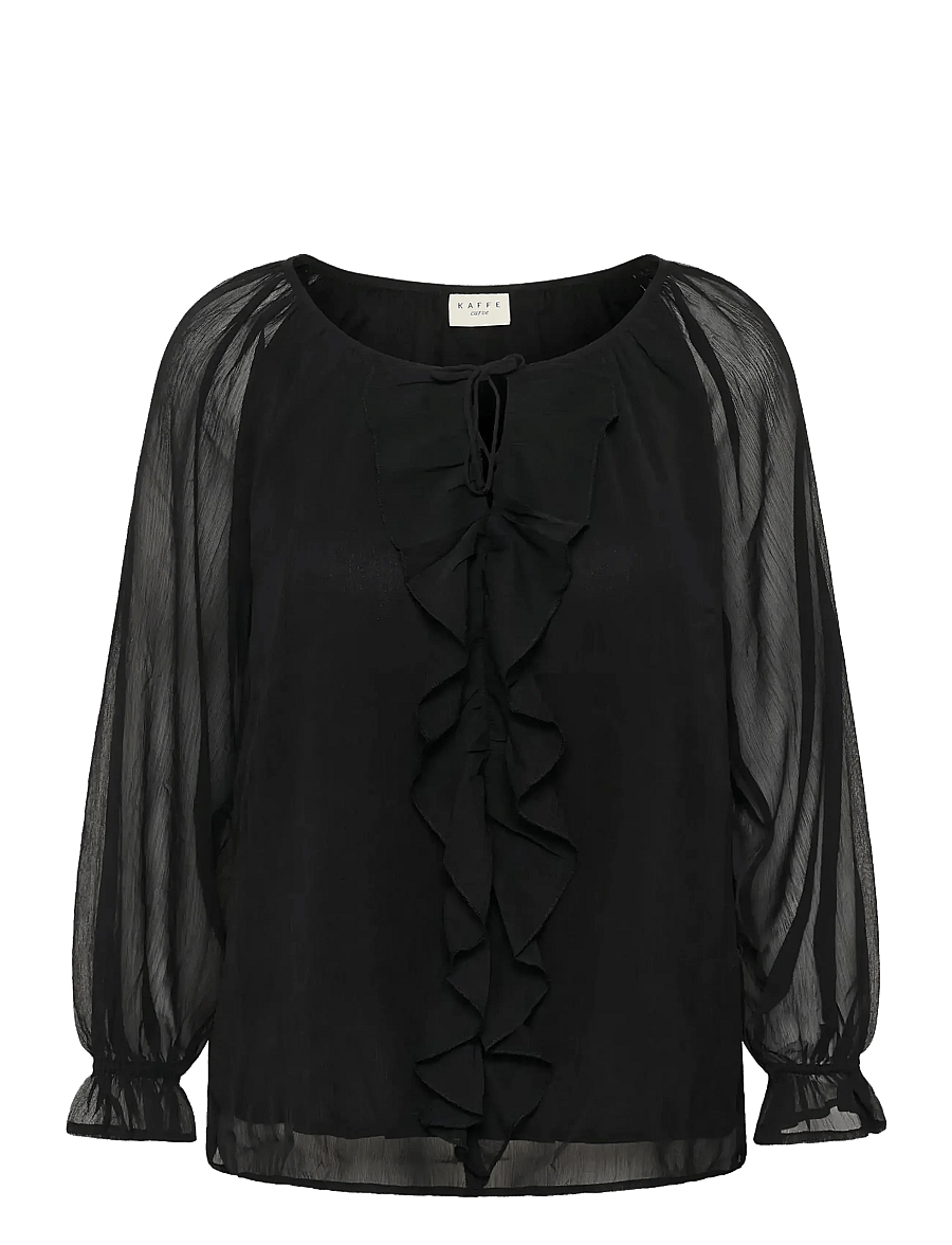 Kaffe Curve - KCmilanna Blouse - langärmelige blusen - black deep - 1