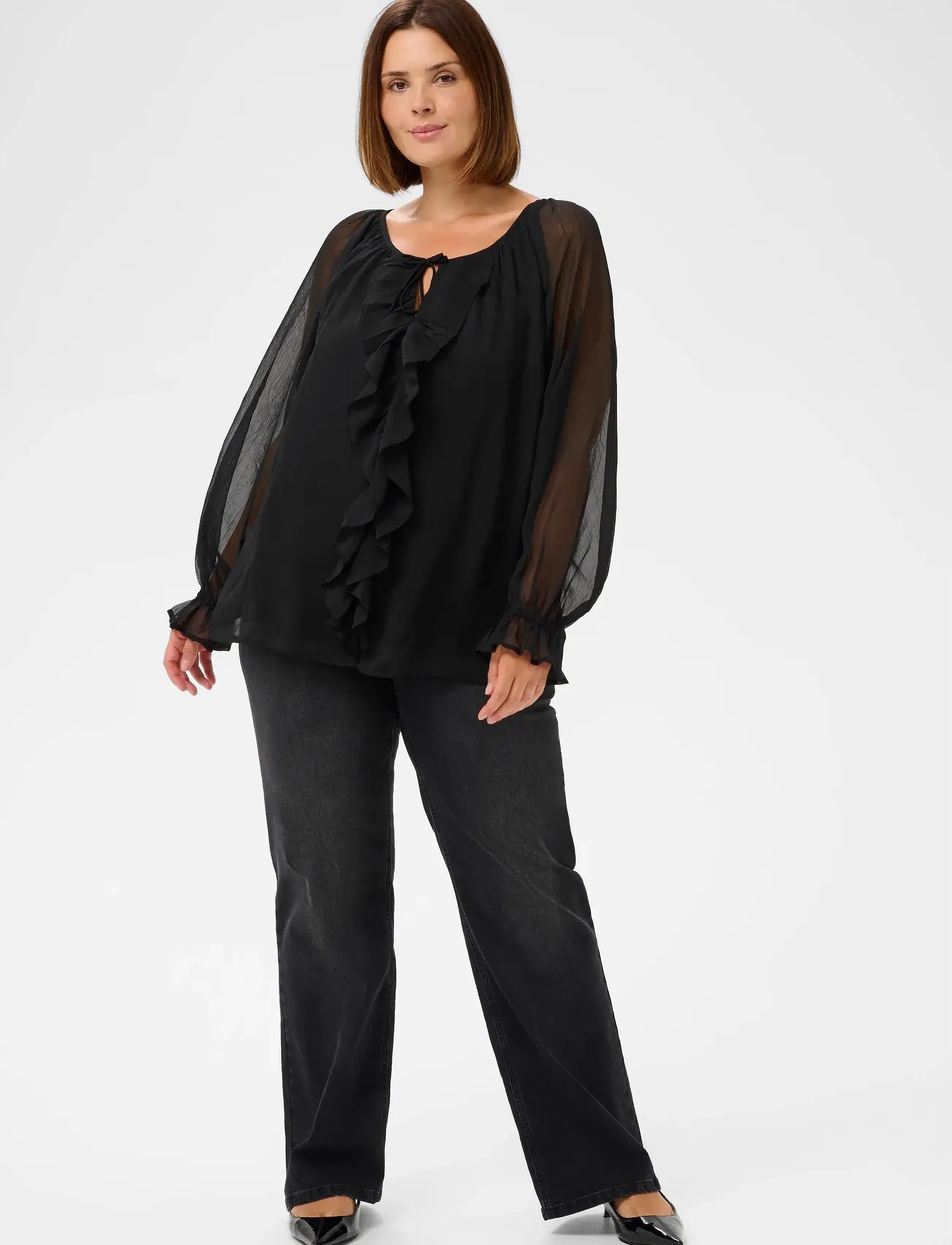 Kaffe Curve - KCmilanna Blouse - langärmlige blusen - black deep - 3