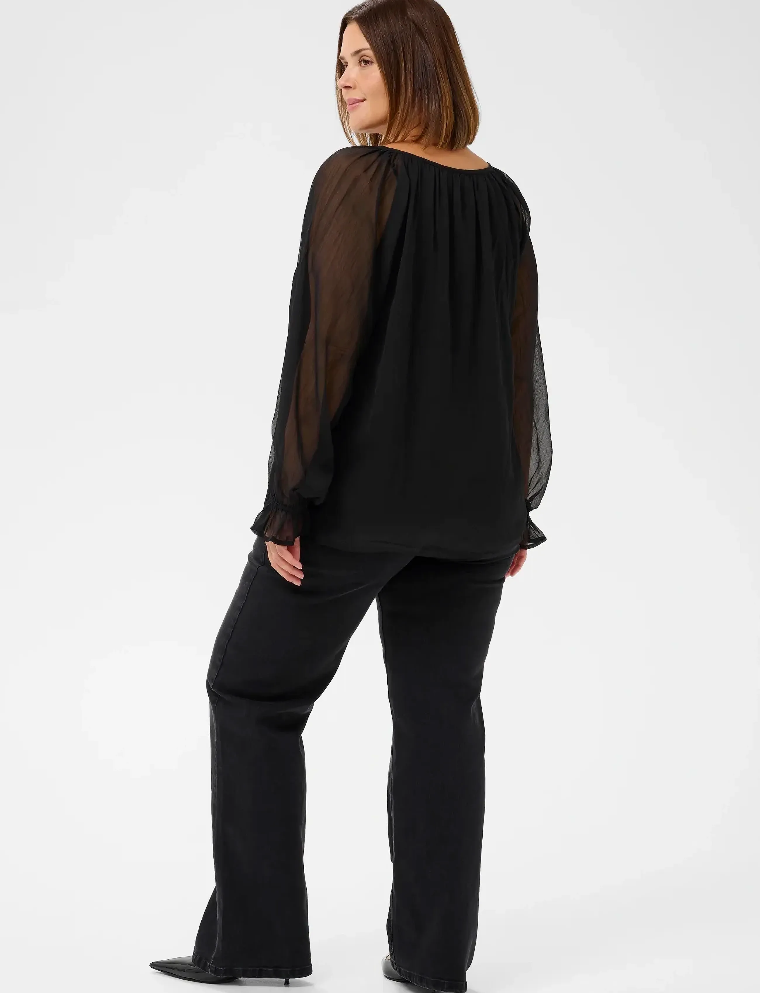 Kaffe Curve - KCmilanna Blouse - langärmlige blusen - black deep - 4