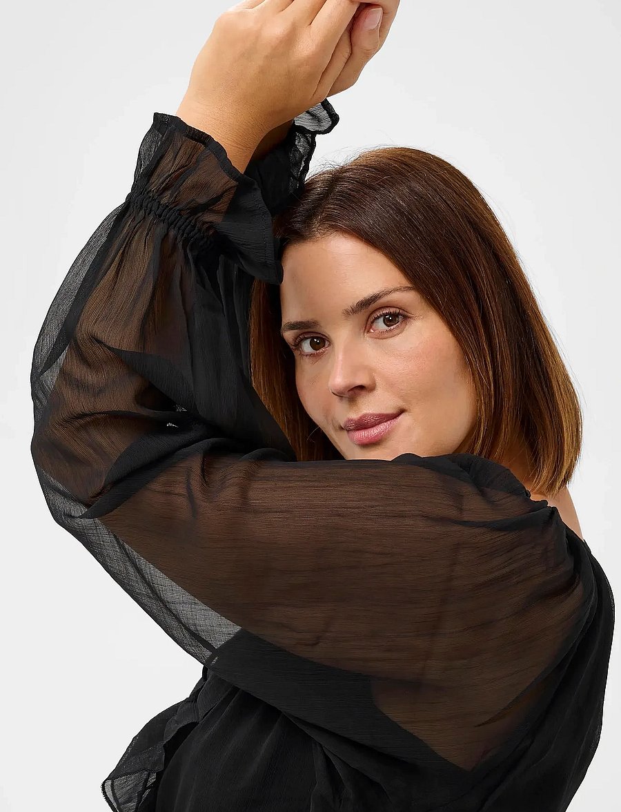 Kaffe Curve - KCmilanna Blouse - langärmelige blusen - black deep - 5