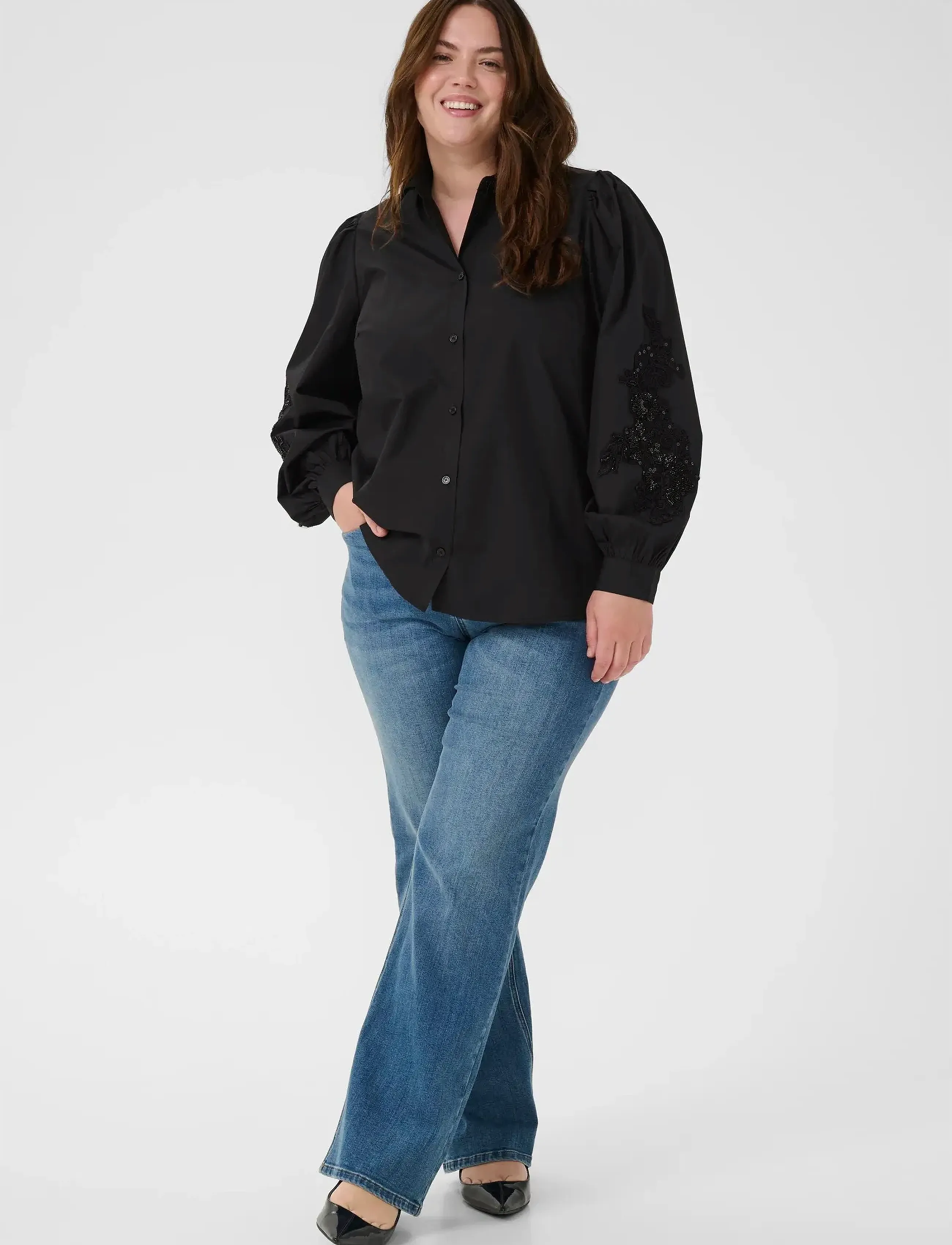 Kaffe Curve - KCnicky Shirt - langærmede skjorter - black deep - 3