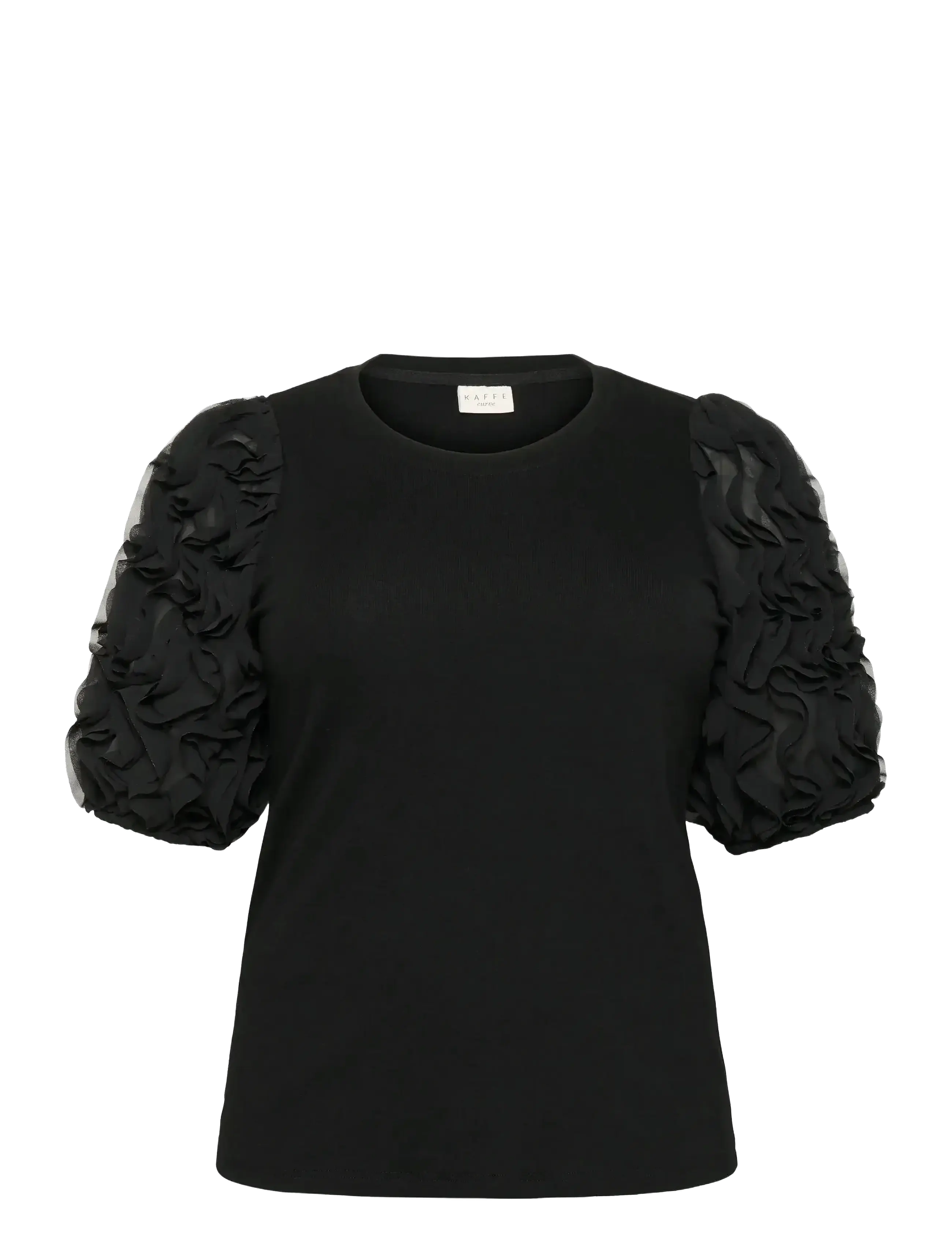 KAFFE CURVE Kclucinda Frill T-Shirt Schwarz - L - Damen