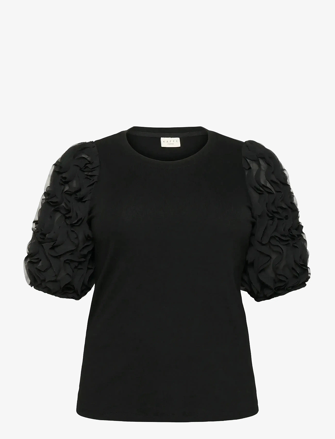 Kaffe Curve - KClucinda Frill T-Shirt - t-shirts - black deep - 1