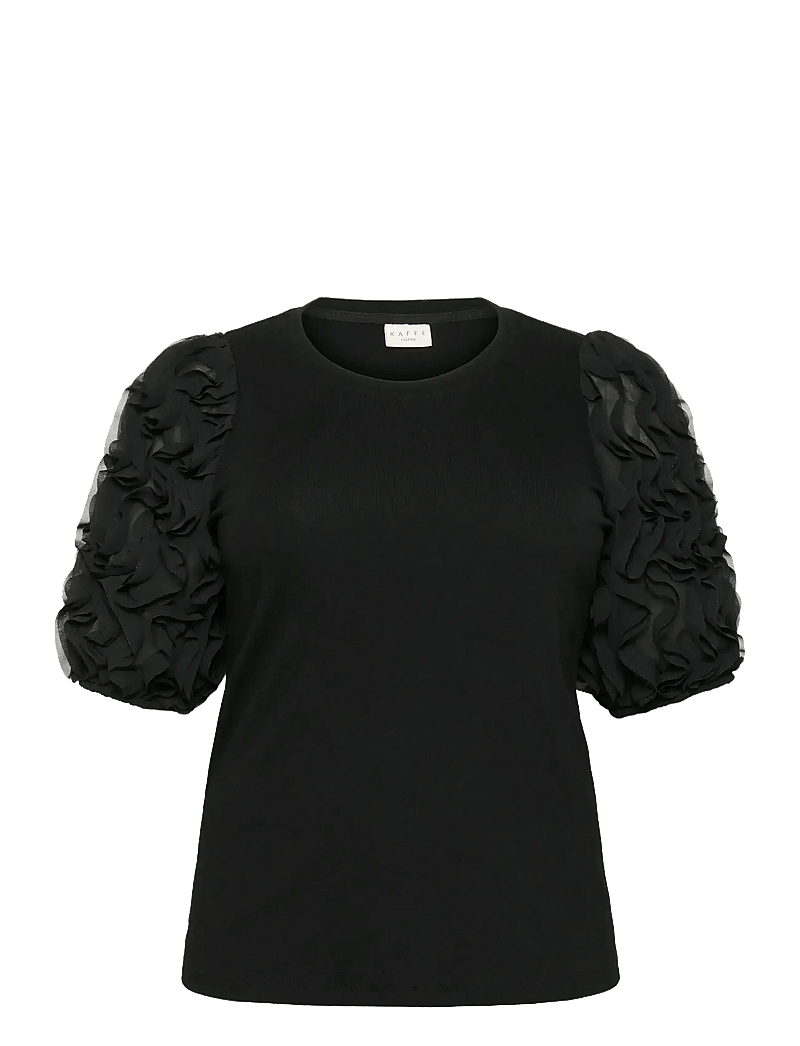 Kaffe Curve - KClucinda Frill T-Shirt - t-shirts - black deep - 1
