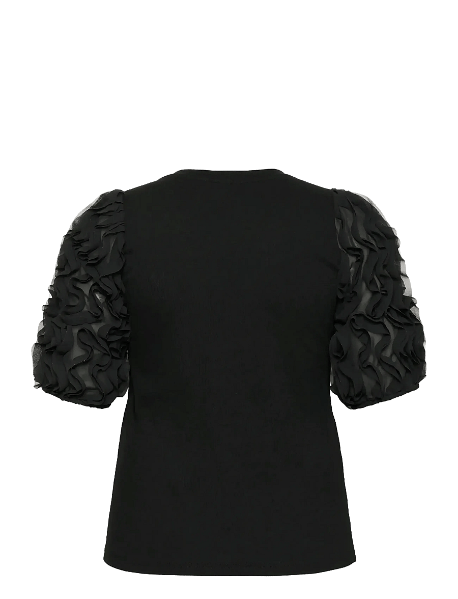 Kaffe Curve - KClucinda Frill T-Shirt - t-shirts - black deep - 2