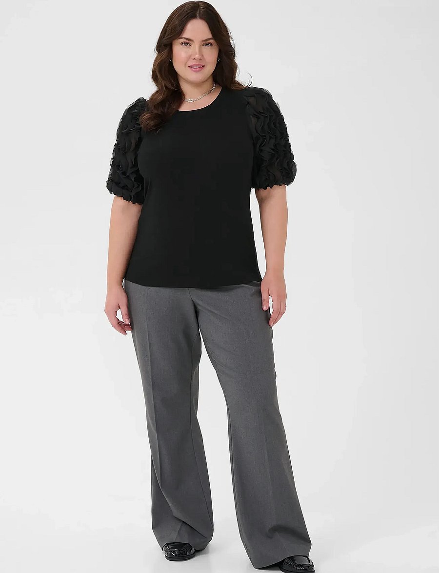 Kaffe Curve - KClucinda Frill T-Shirt - t-shirts - black deep - 3