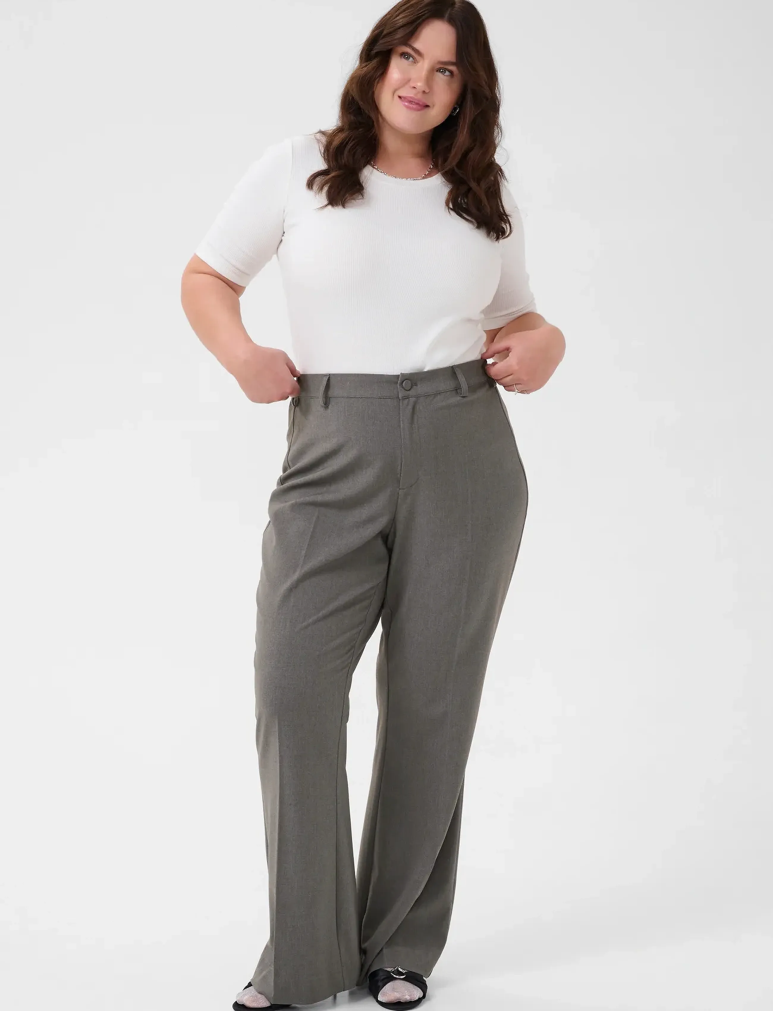 Kaffe Curve - KColia Long Pants - vakarėlių drabužiai išparduotuvių kainomis - grey melange - 3