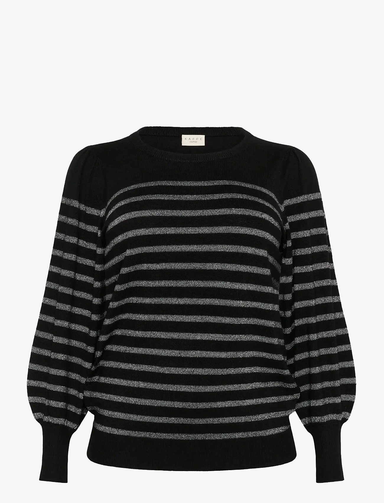 Kaffe Curve - KClinia Knit Pullover - stickade tröjor - black / silver stripe - 1