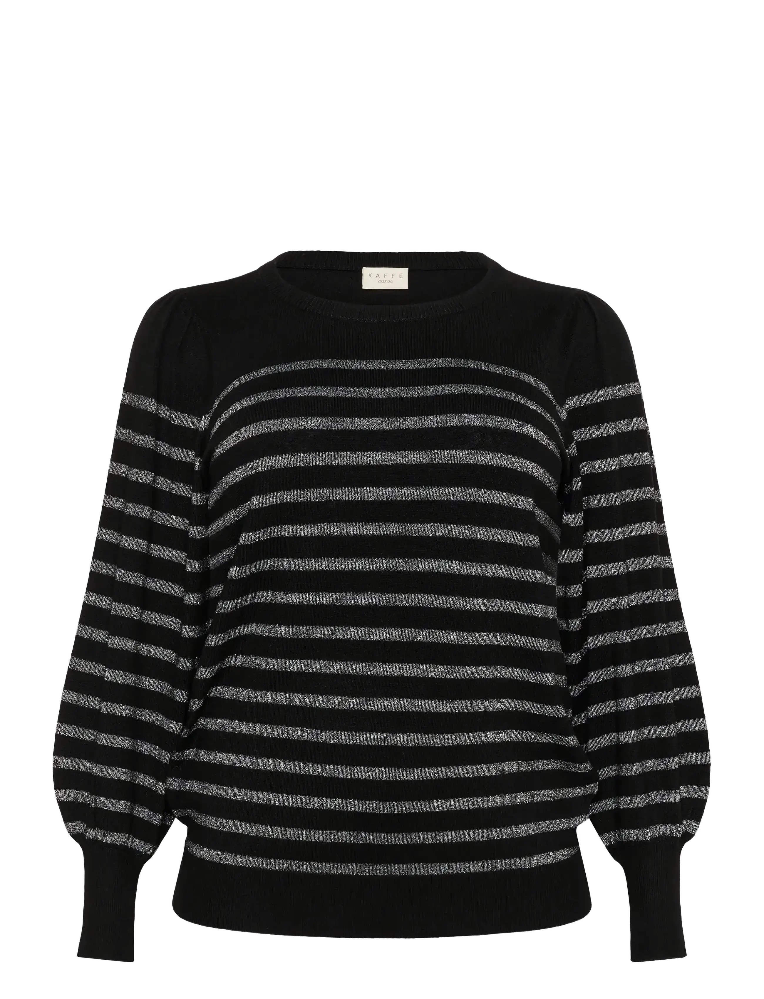 Kaffe Curve - KClinia Knit Pullover - black / silver stripe - 1